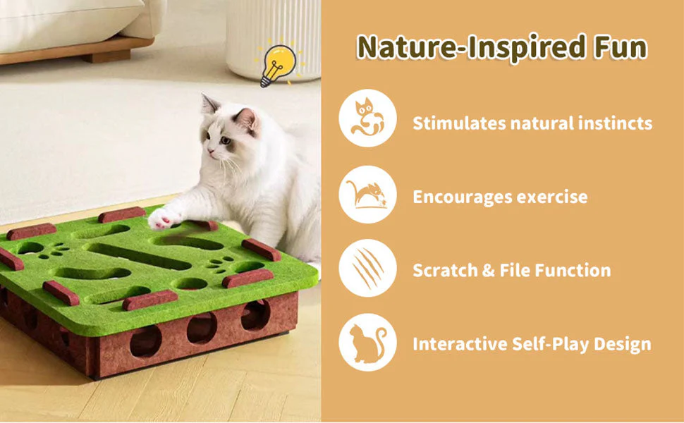 Interactive Cat Puzzle Toy – Felt Scratch Enrichment Box - Image 5
