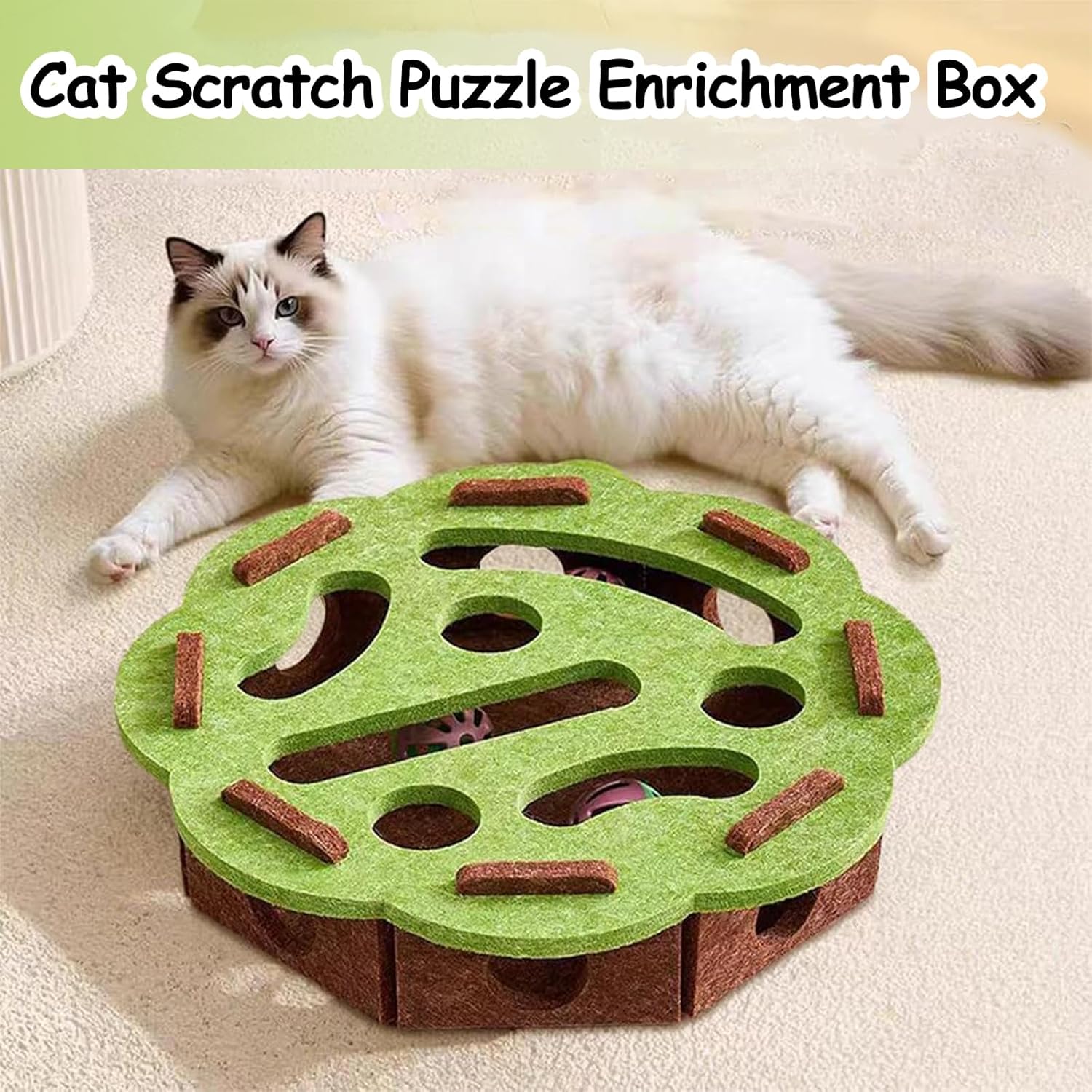 Interactive Cat Puzzle Toy with Scratch Track - Image 4