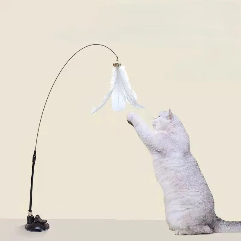 Interactive Cat Teaser Stick with Natural Feathers & Suction Cup - Image 14