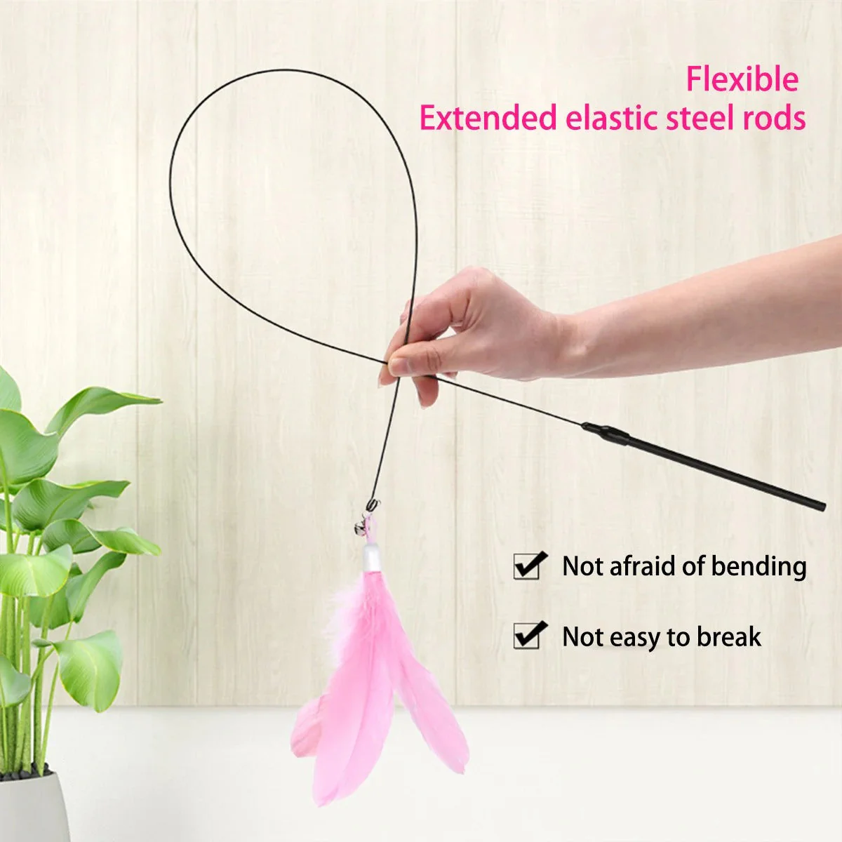 Interactive Cat Teaser Stick with Natural Feathers & Suction Cup - Image 4