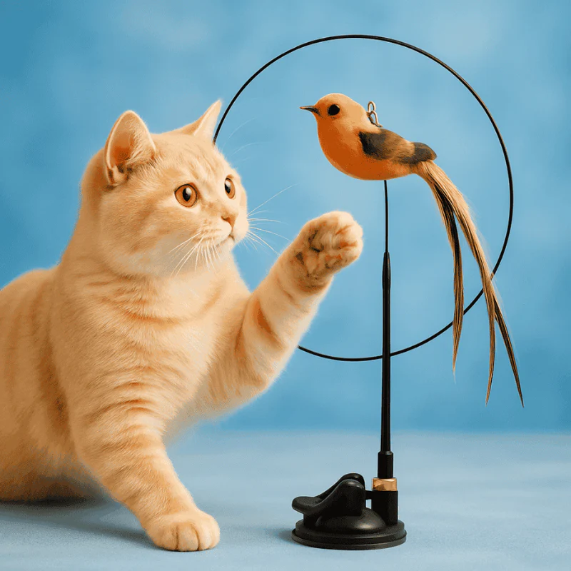 Interactive Cat Teaser Stick with Natural Feathers & Suction Cup - Image 5