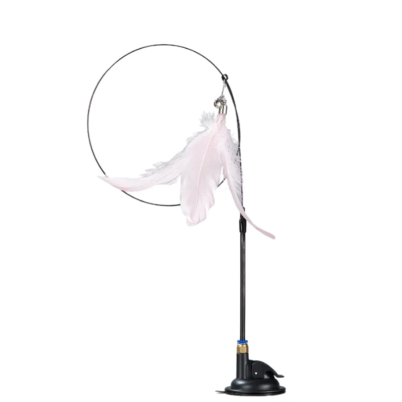 Interactive Cat Teaser Stick with Natural Feathers & Suction Cup - Image 7