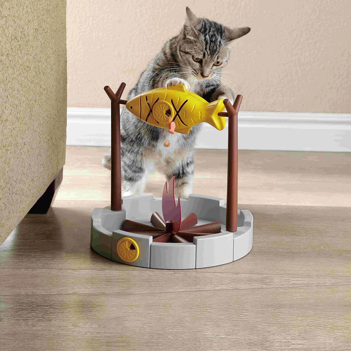 Interactive Cat Treat Dispenser & Slow Feeder – Grilled Fish Puzzle Toy - Image 2