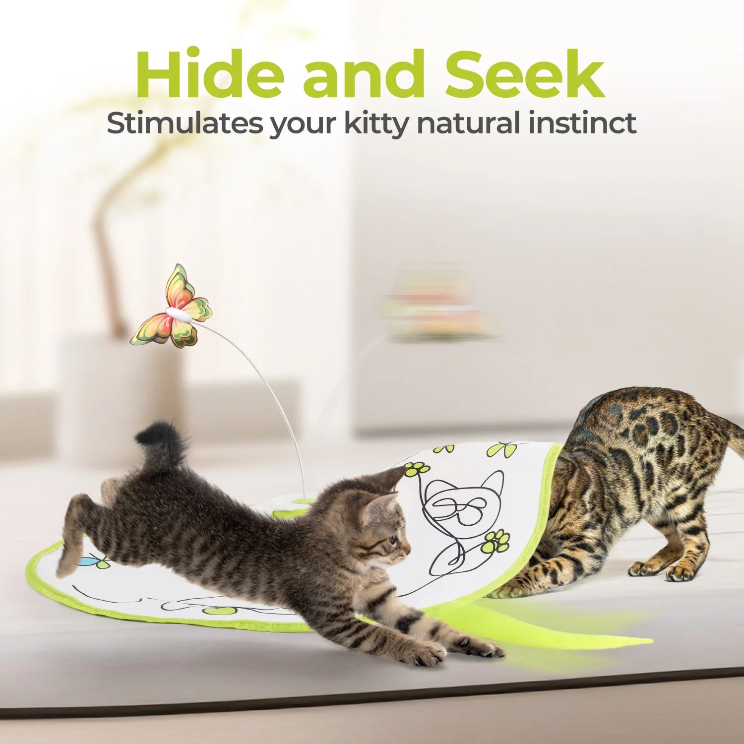 Interactive Flutter Bug Cat Toy with Motion-activated Hide-N-Seek - Image 2