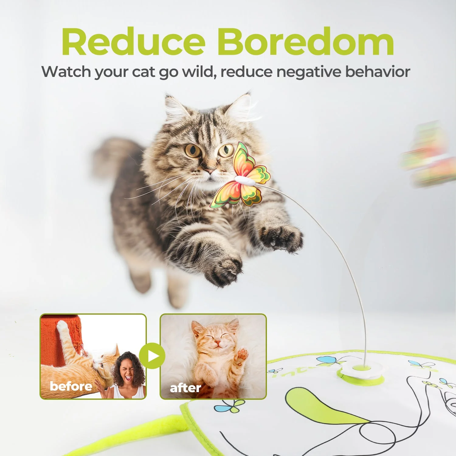 Interactive Flutter Bug Cat Toy with Motion-activated Hide-N-Seek - Image 3