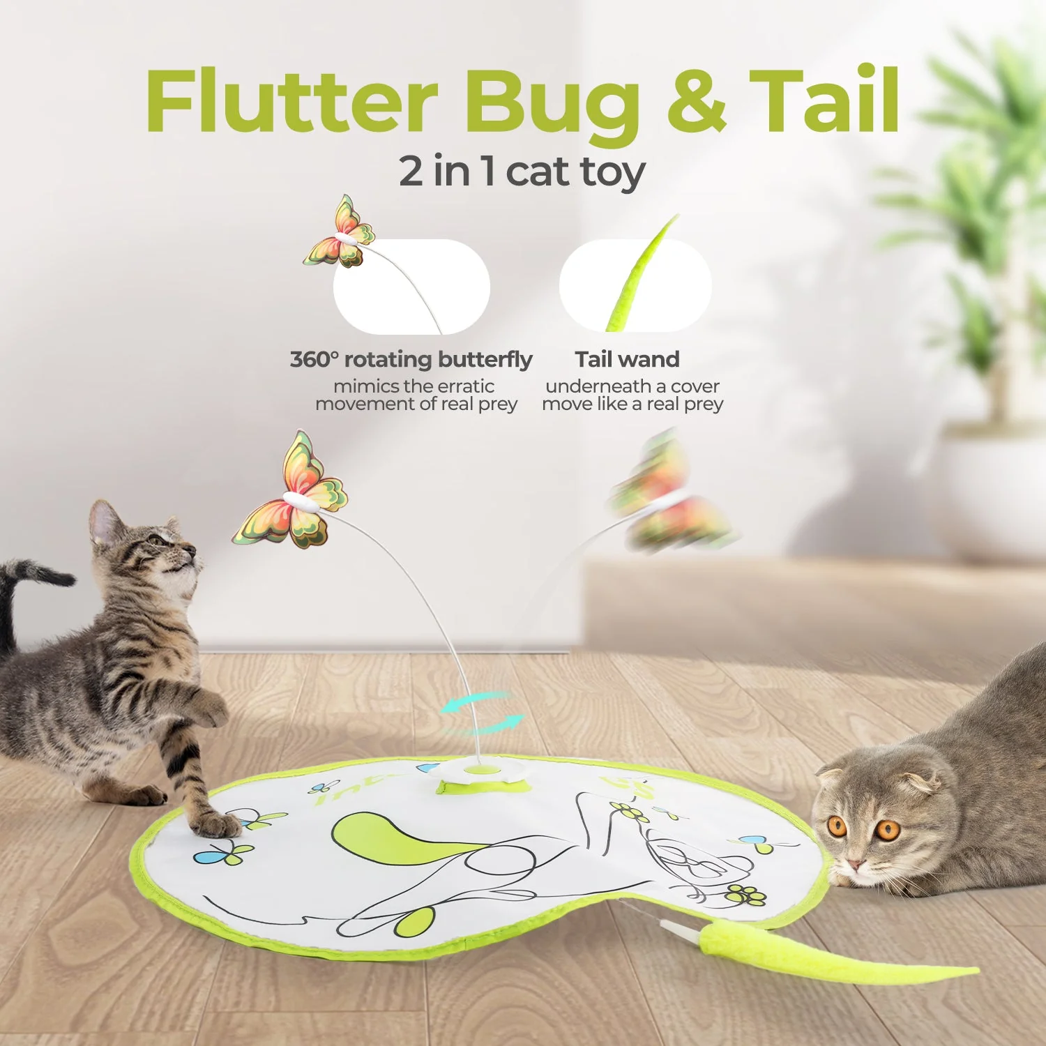 Interactive Flutter Bug Cat Toy with Motion-activated Hide-N-Seek - Image 4