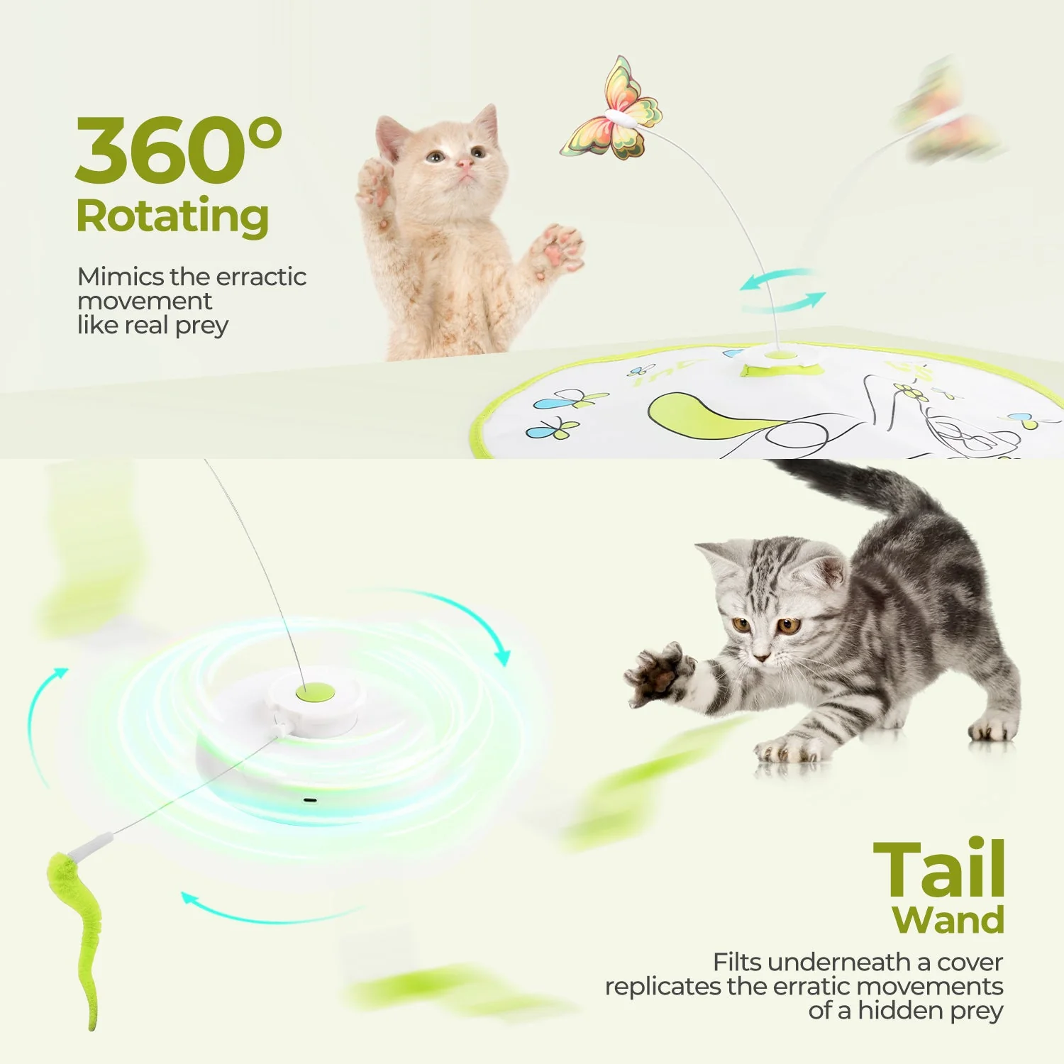 Interactive Flutter Bug Cat Toy with Motion-activated Hide-N-Seek - Image 6