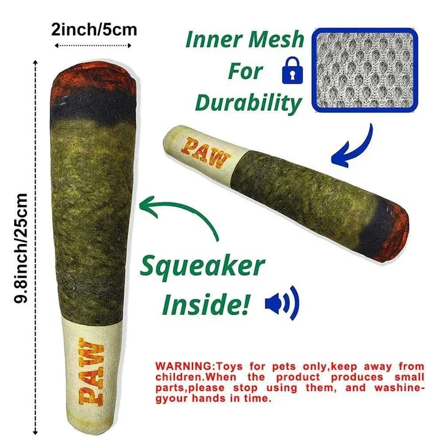 Interactive Plush Dog Cigar – Squeaky Chew Toy for Small Dogs - Image 3