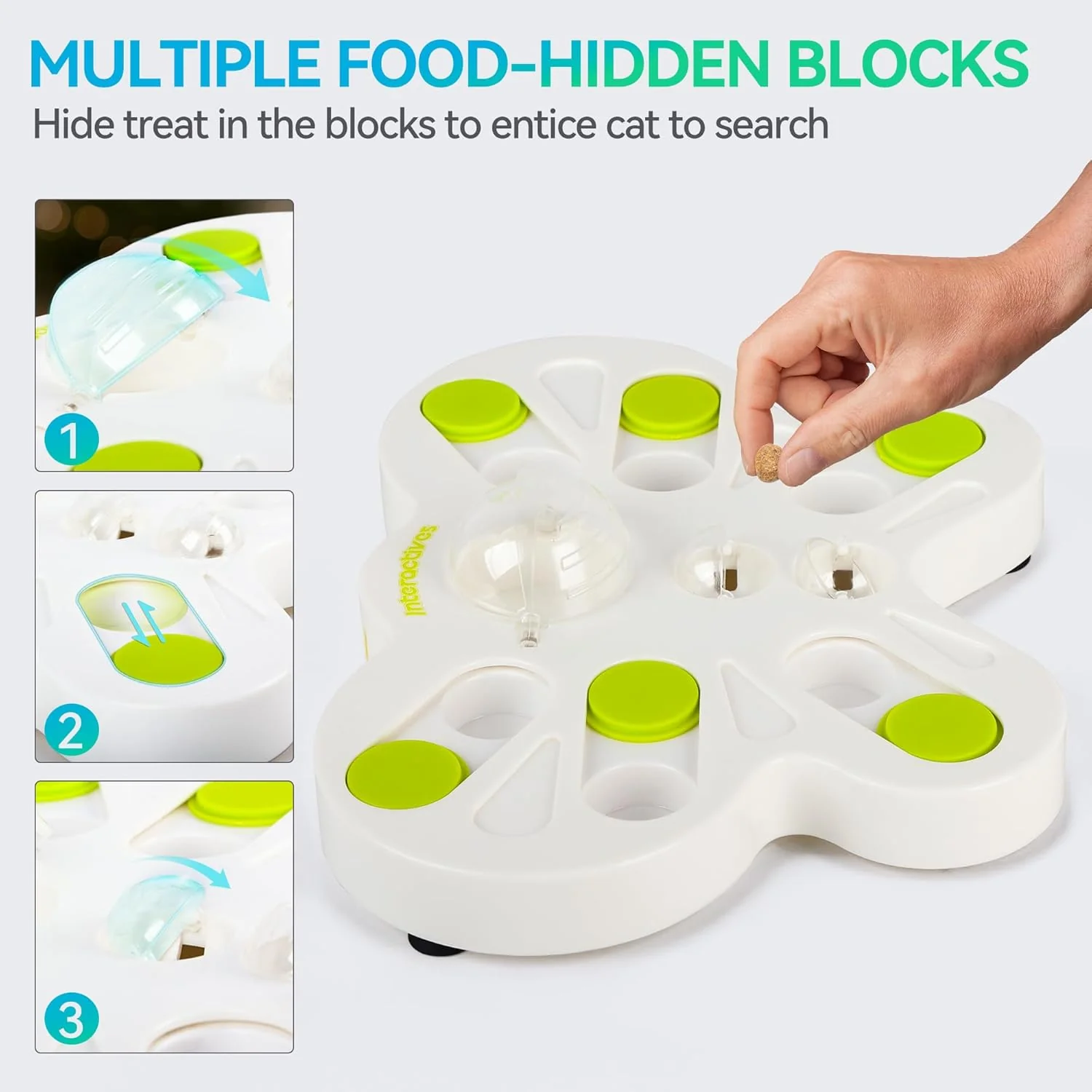 Interactives - Cat Toys - Interactive Cat Treat Puzzle Slow Feeder for Indoor Play - Image 2