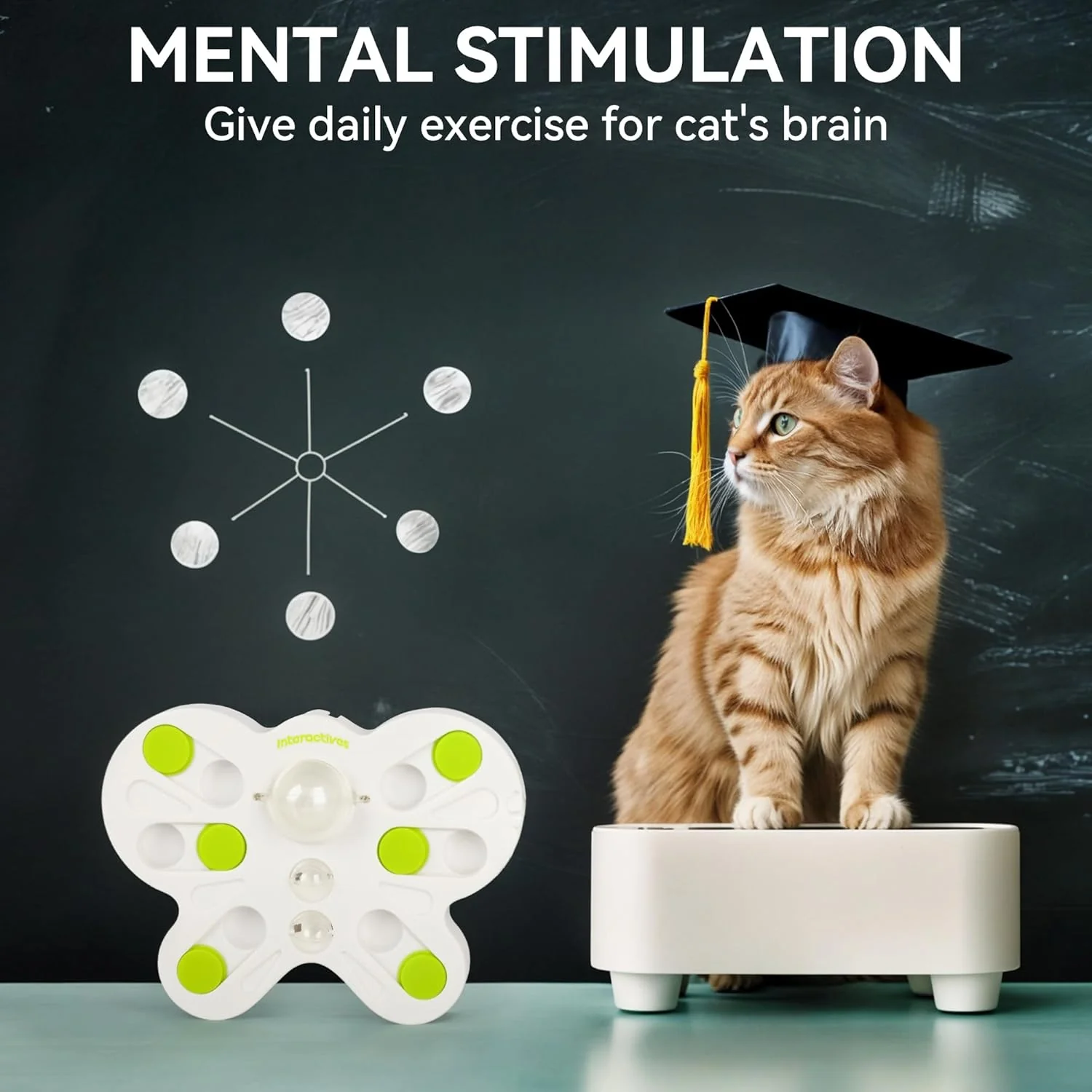 Interactives - Cat Toys - Interactive Cat Treat Puzzle Slow Feeder for Indoor Play - Image 4
