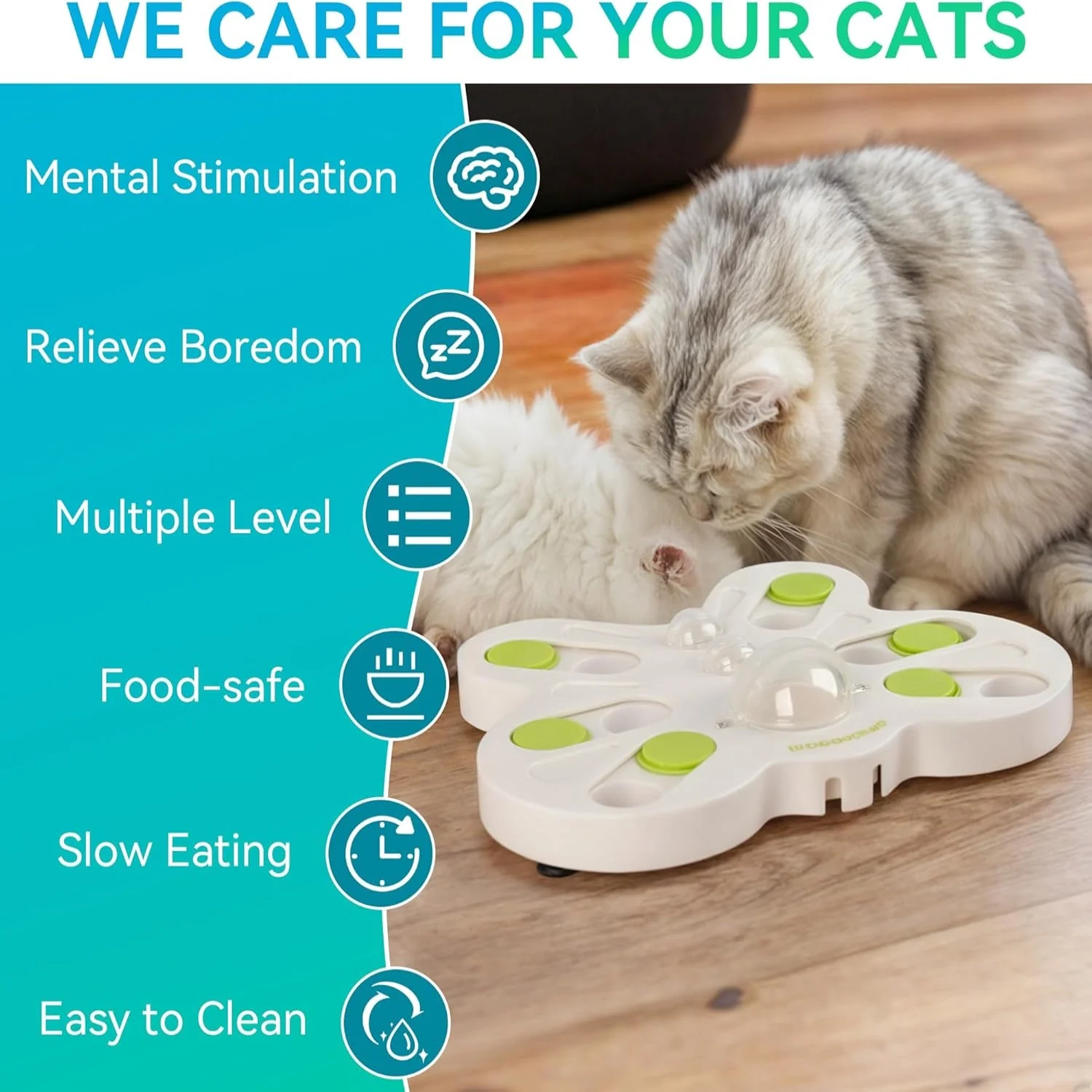 Interactives - Cat Toys - Interactive Cat Treat Puzzle Slow Feeder for Indoor Play - Image 5
