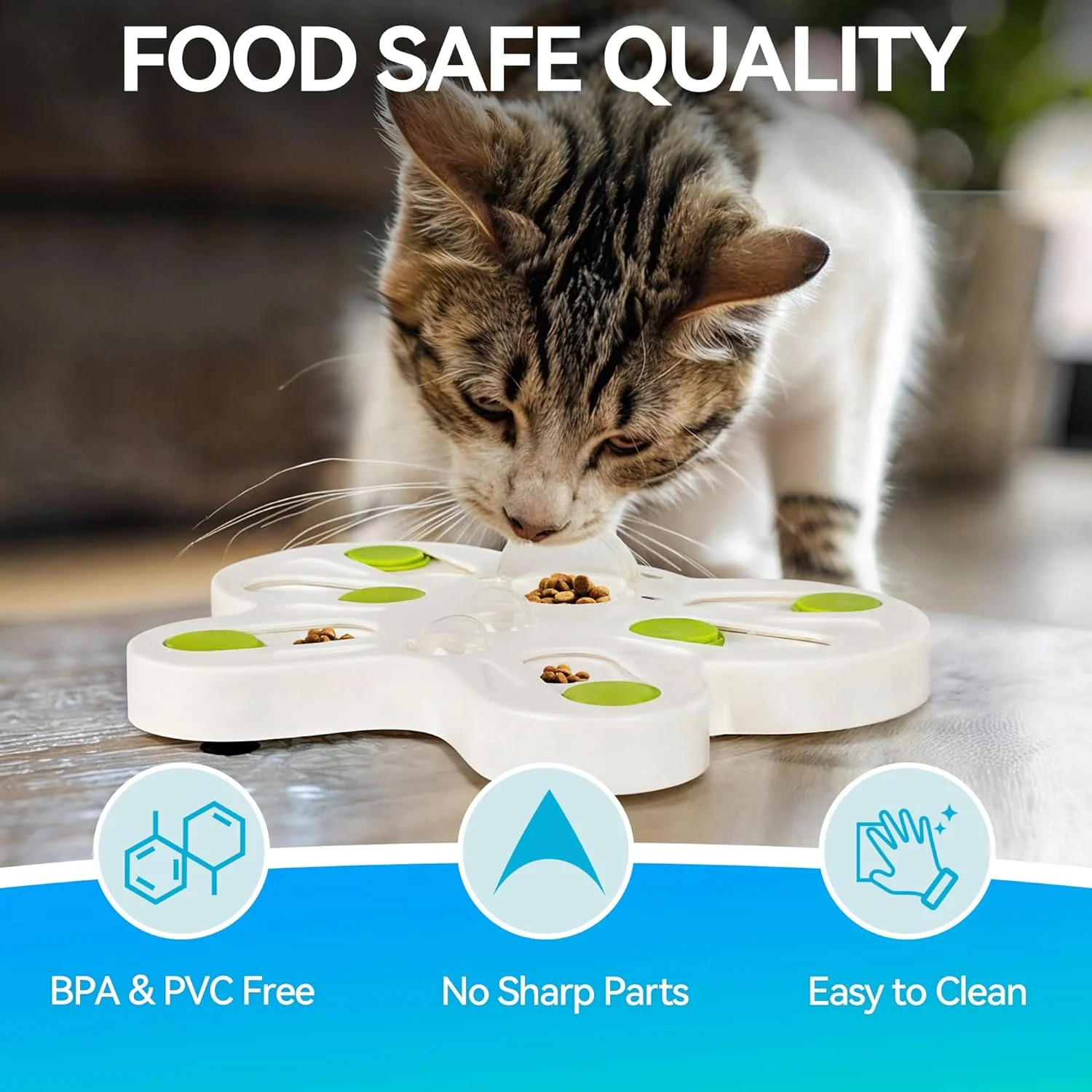 Interactives - Cat Toys - Interactive Cat Treat Puzzle Slow Feeder for Indoor Play - Image 6