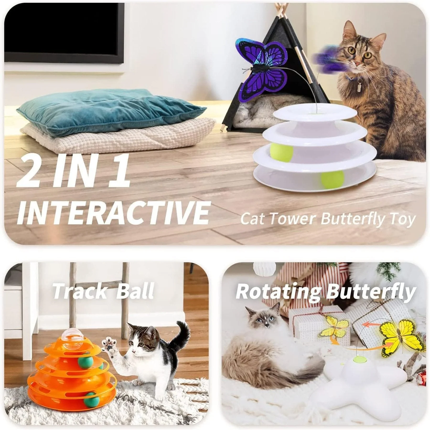 Interactives - Cat Toys - Tower Of Tracks With Butterfly - Image 6