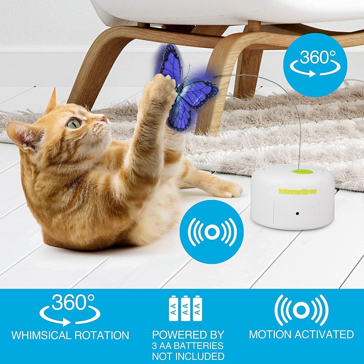 Interactives  - Motion Activate Cat Toys Butterfly Flutter Bug - Image 2