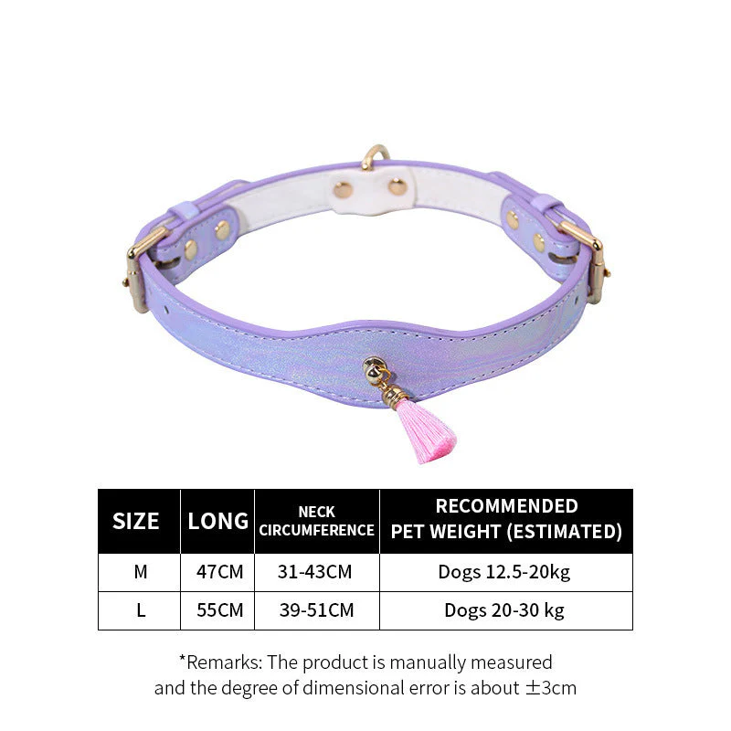 Iridescent Tassel Dog Collar – Adjustable Leather Collar for Medium to Large Dogs - Image 2