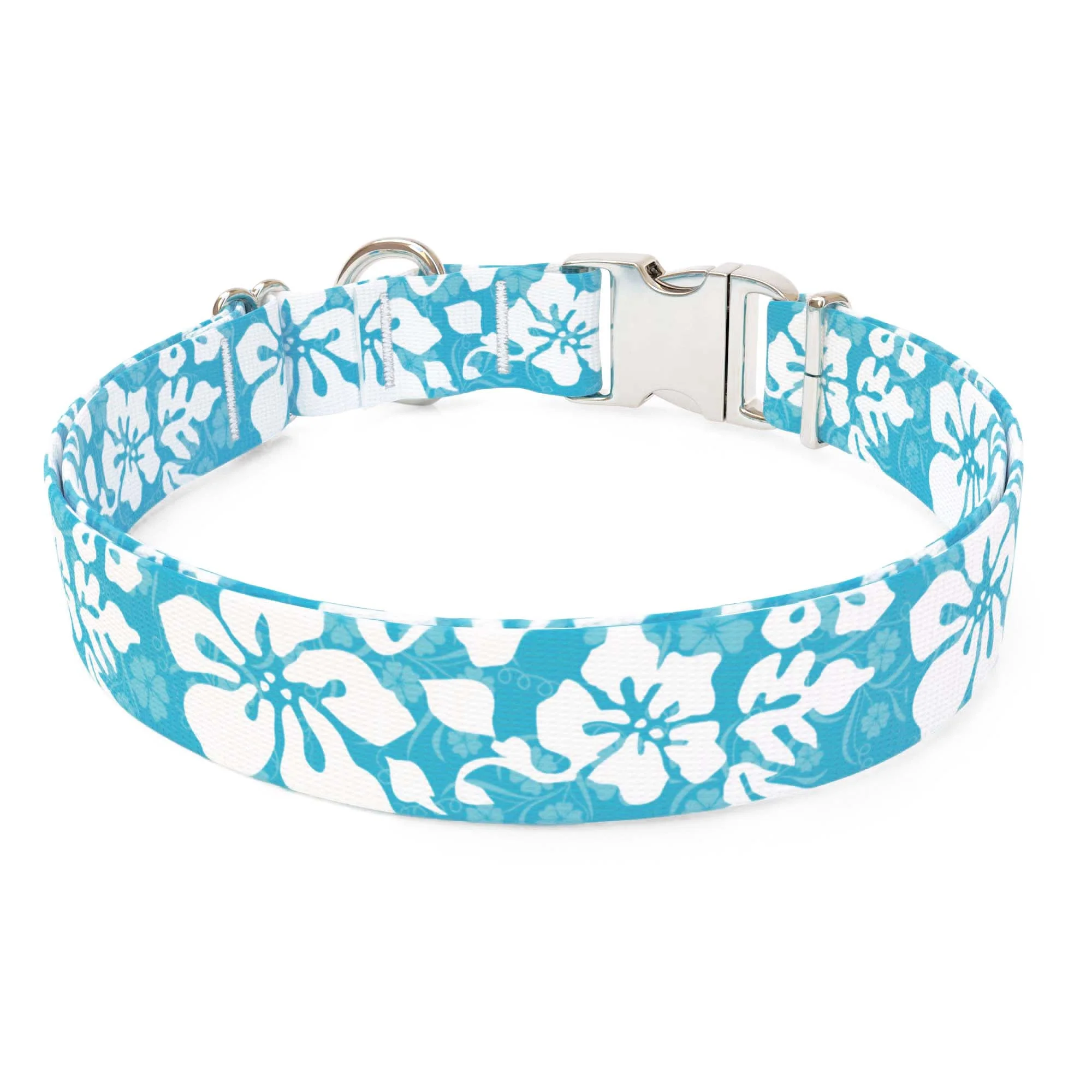 Island Floral Blue Dog Collar - Image 2
