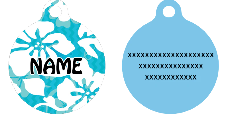 Island Floral Blue HD Dog ID Tag - Image 2