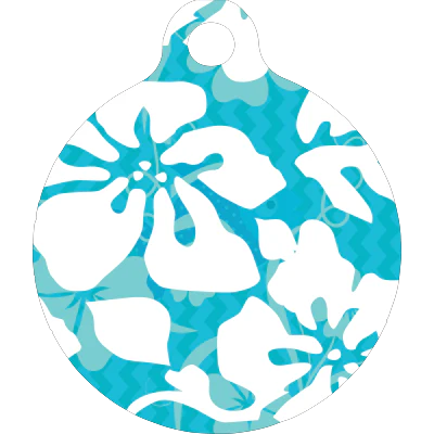 Island Floral Blue HD Dog ID Tag - Image 3