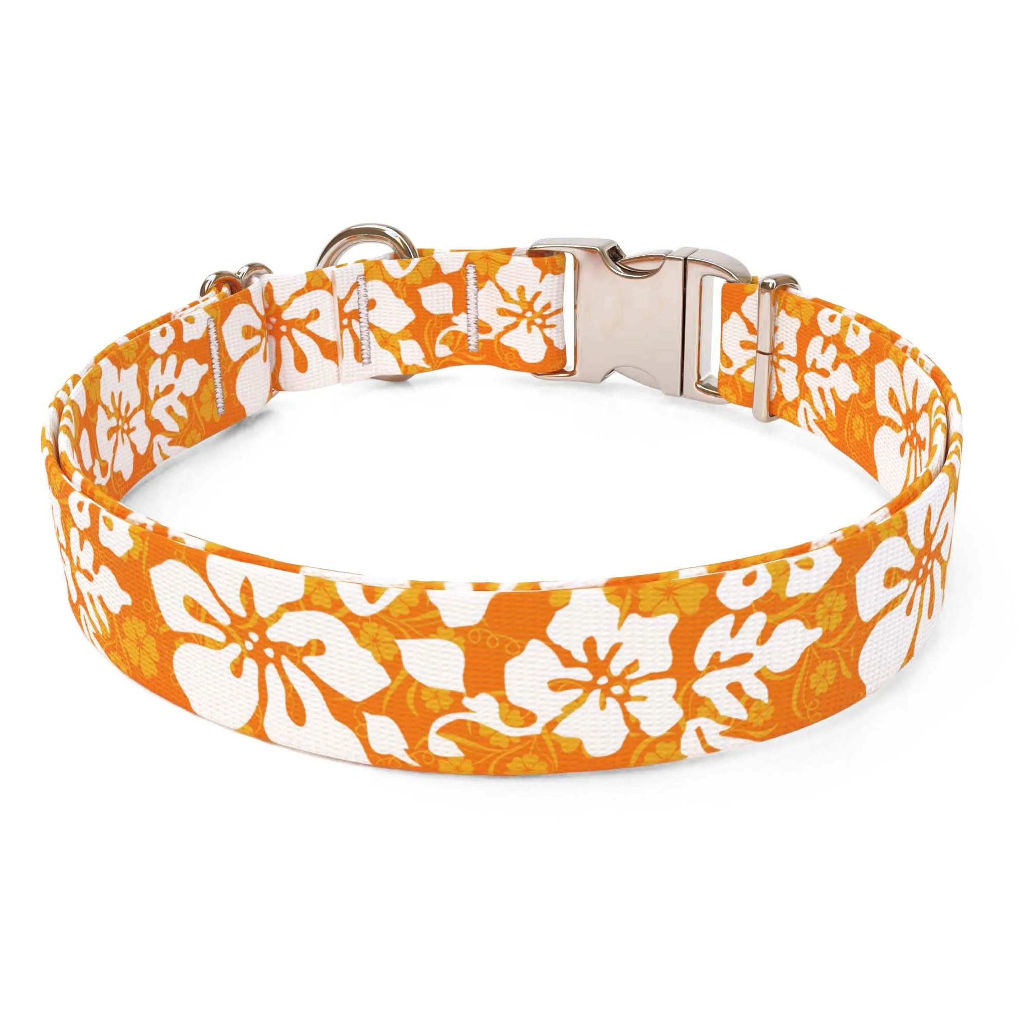 Island Floral Orange Dog Collar - Image 2