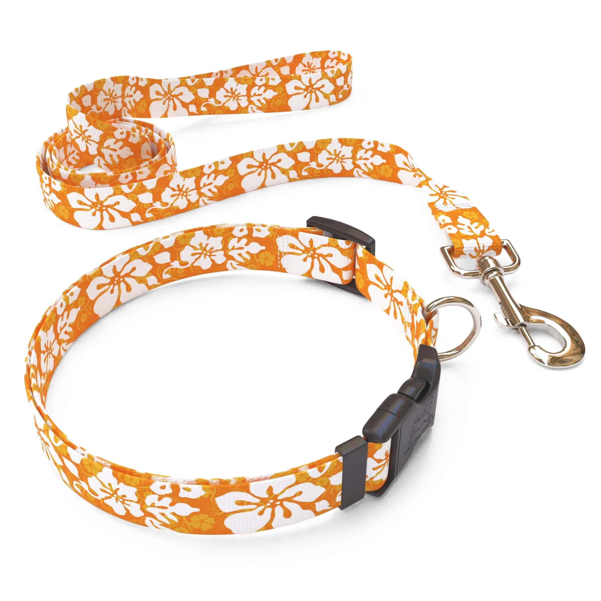 Island Floral Orange Dog Collar - Image 4