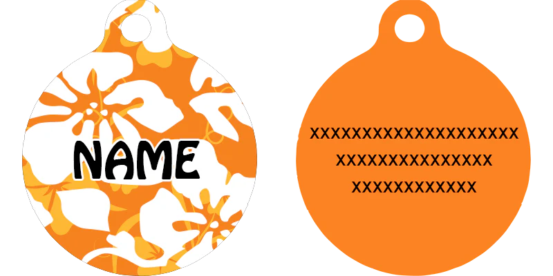 Island Floral Orange HD Dog ID Tag - Image 2