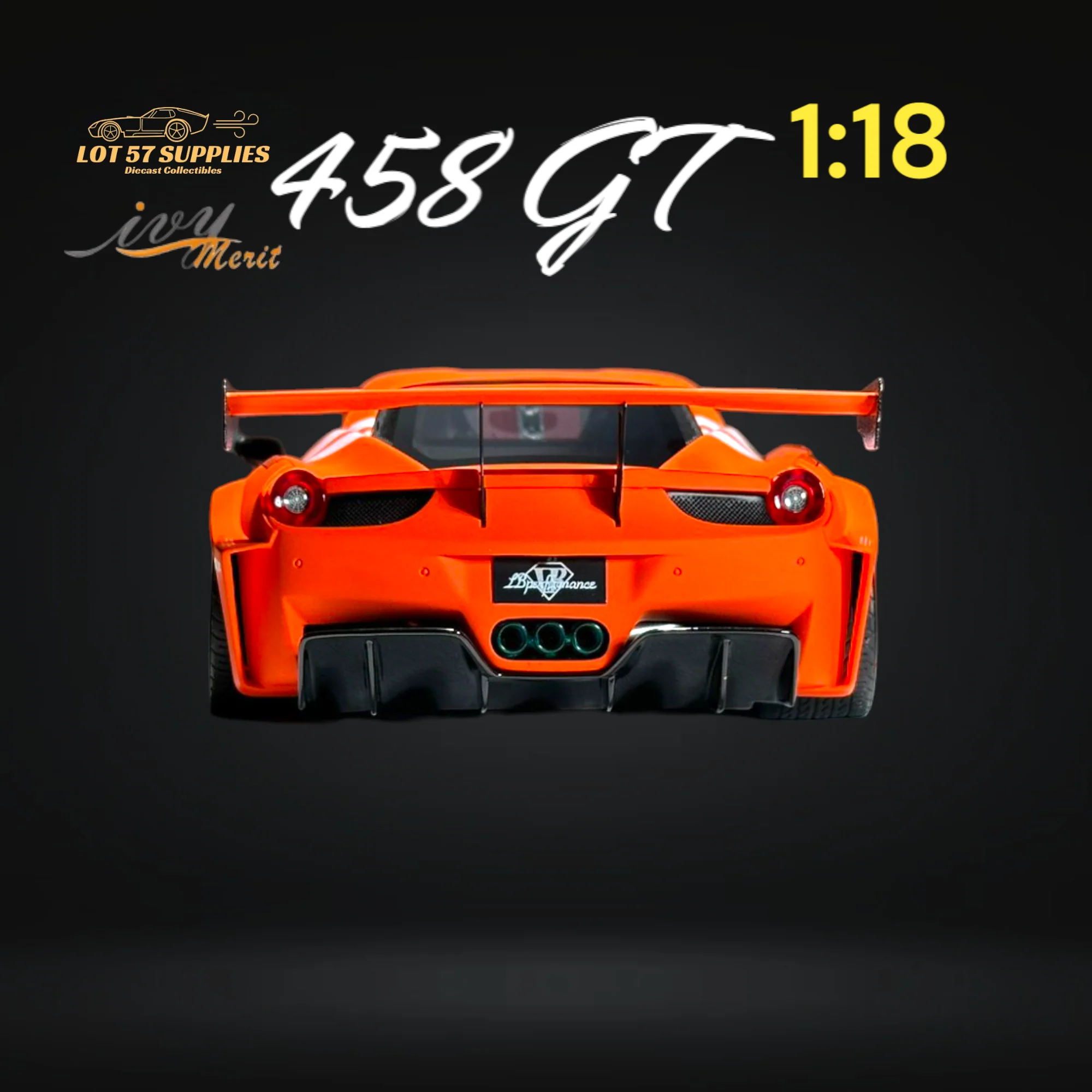 IVY MERIT Ferrari 458 GT LBWK Orange 1:18 - Image 2