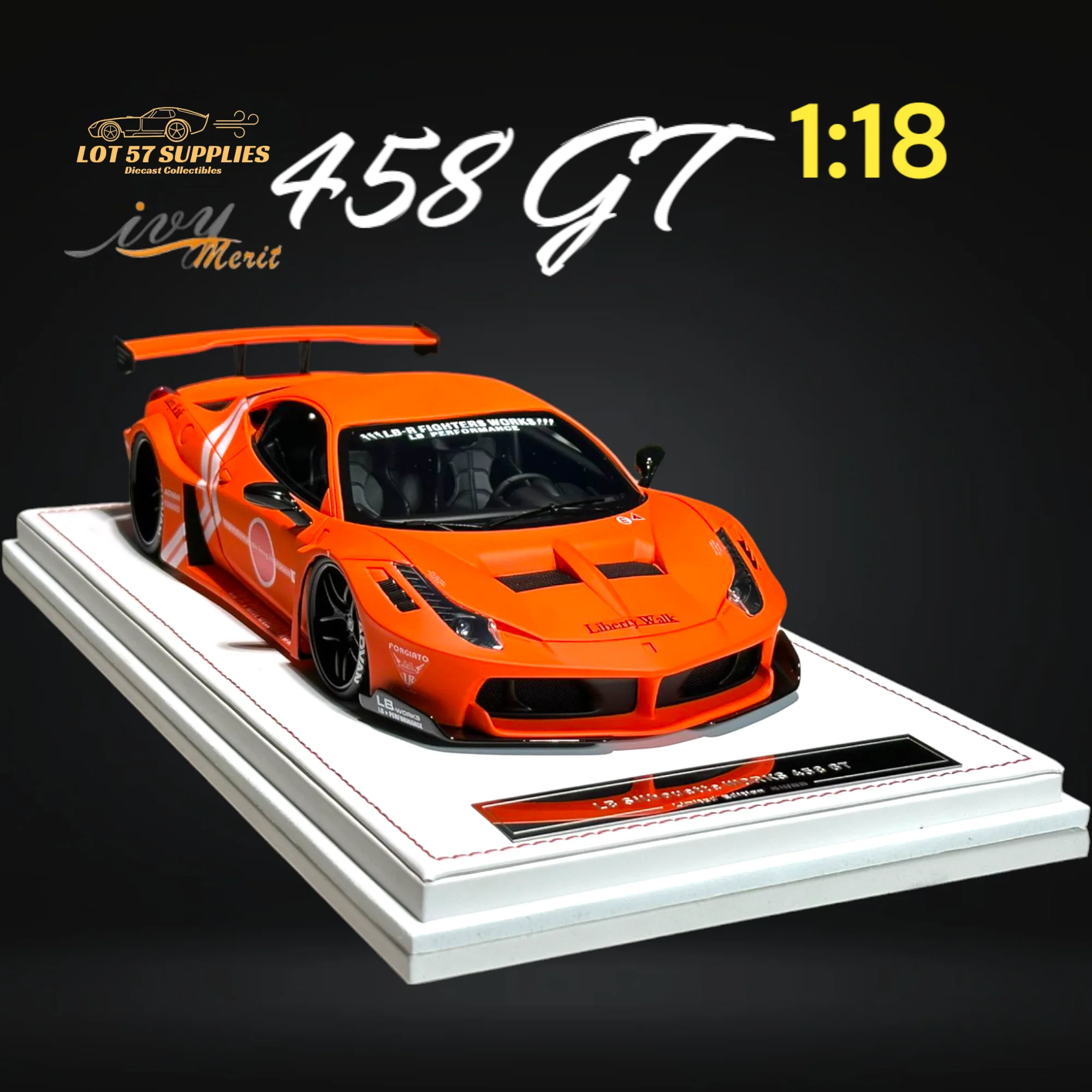 IVY MERIT Ferrari 458 GT LBWK Orange 1:18 - Image 4