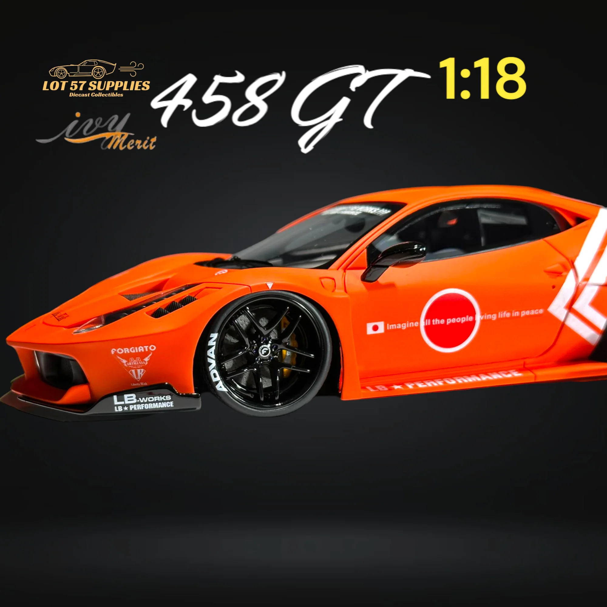 IVY MERIT Ferrari 458 GT LBWK Orange 1:18 - Image 5