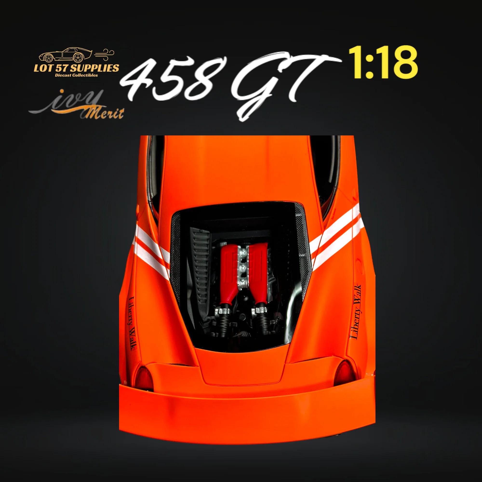 IVY MERIT Ferrari 458 GT LBWK Orange 1:18 - Image 6