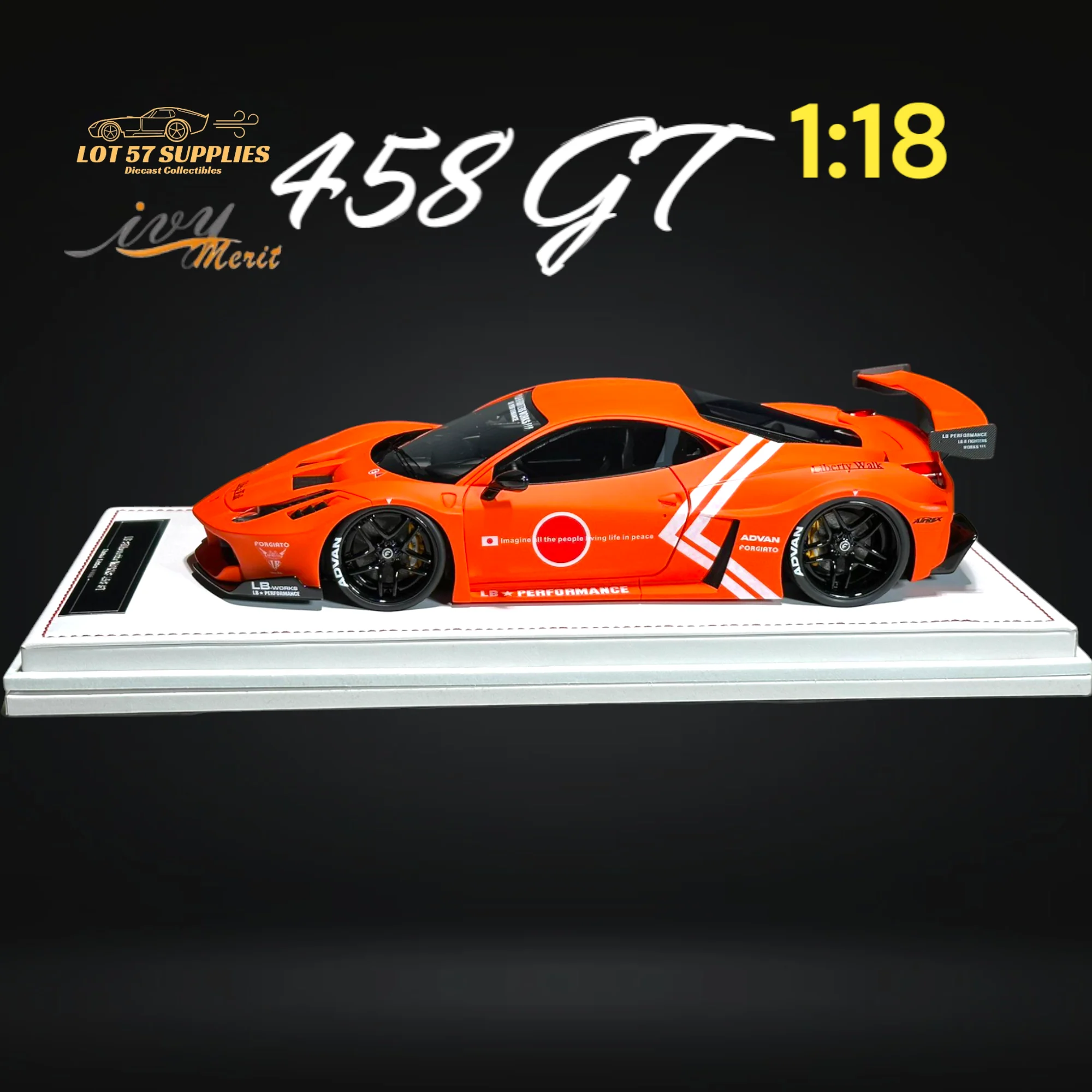 IVY MERIT Ferrari 458 GT LBWK Orange 1:18 - Image 7