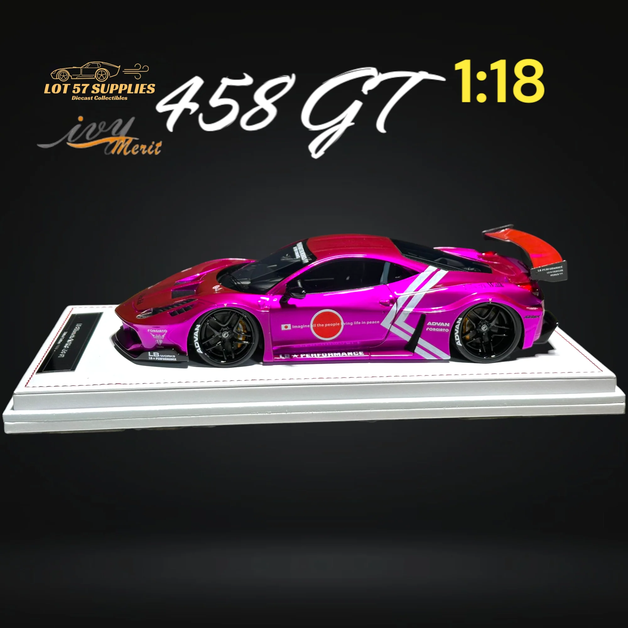 IVY MERIT Ferrari 458 GT Purple LBWK 1:18 - Image 2