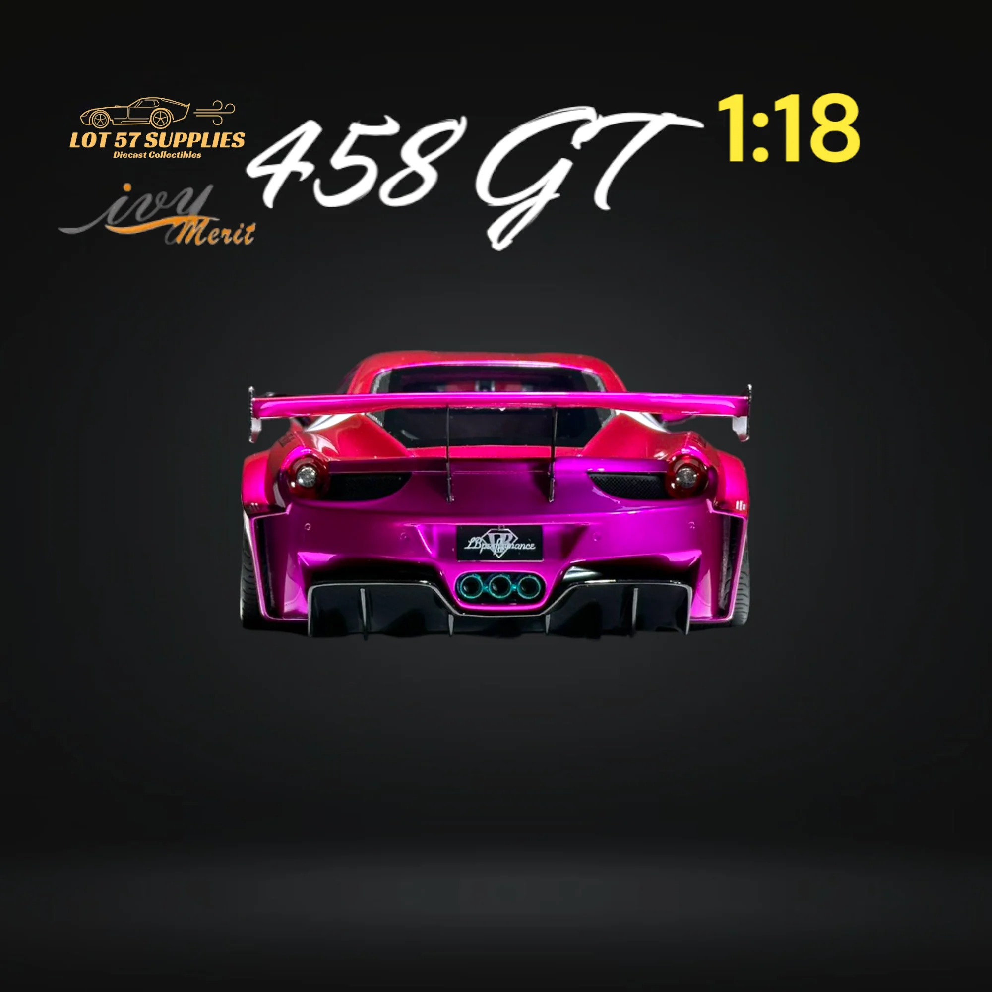 IVY MERIT Ferrari 458 GT Purple LBWK 1:18 - Image 3