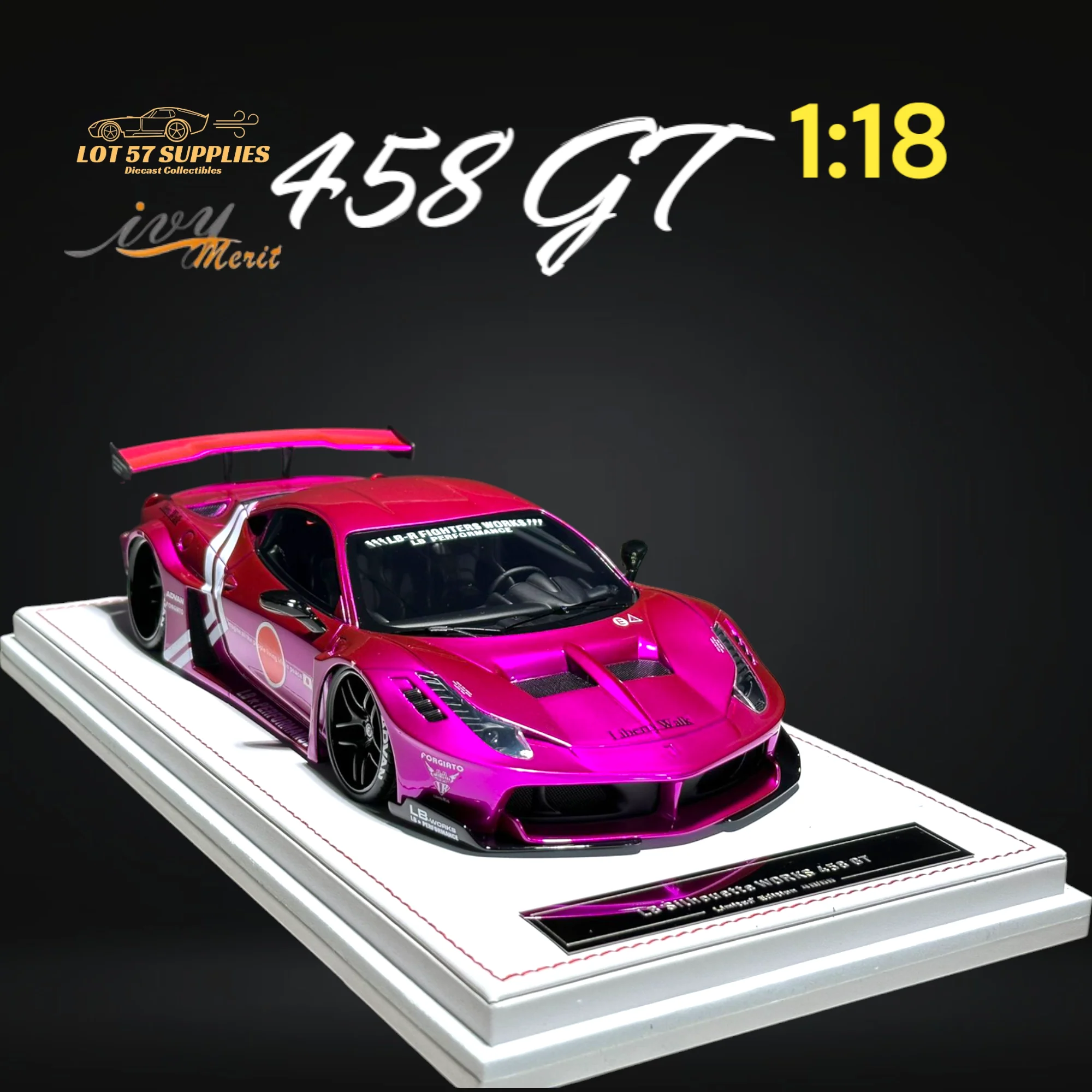 IVY MERIT Ferrari 458 GT Purple LBWK 1:18 - Image 4
