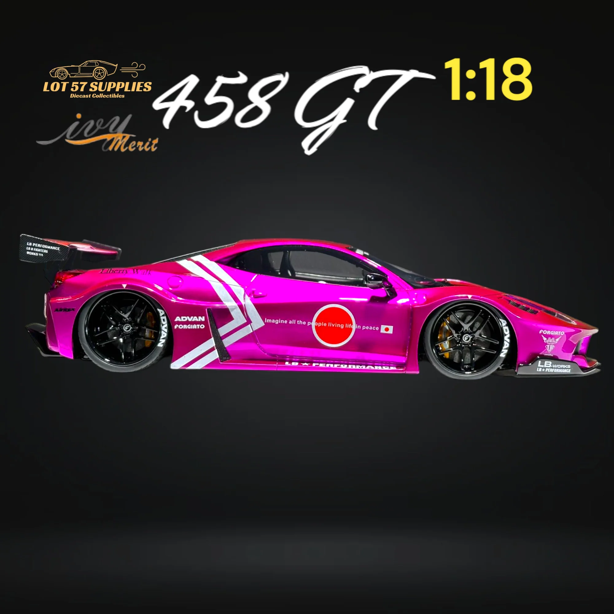 IVY MERIT Ferrari 458 GT Purple LBWK 1:18 - Image 5