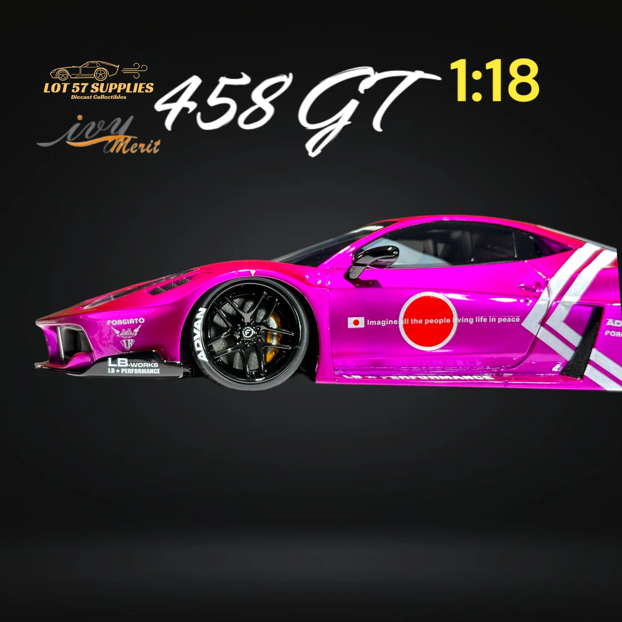 IVY MERIT Ferrari 458 GT Purple LBWK 1:18 - Image 6