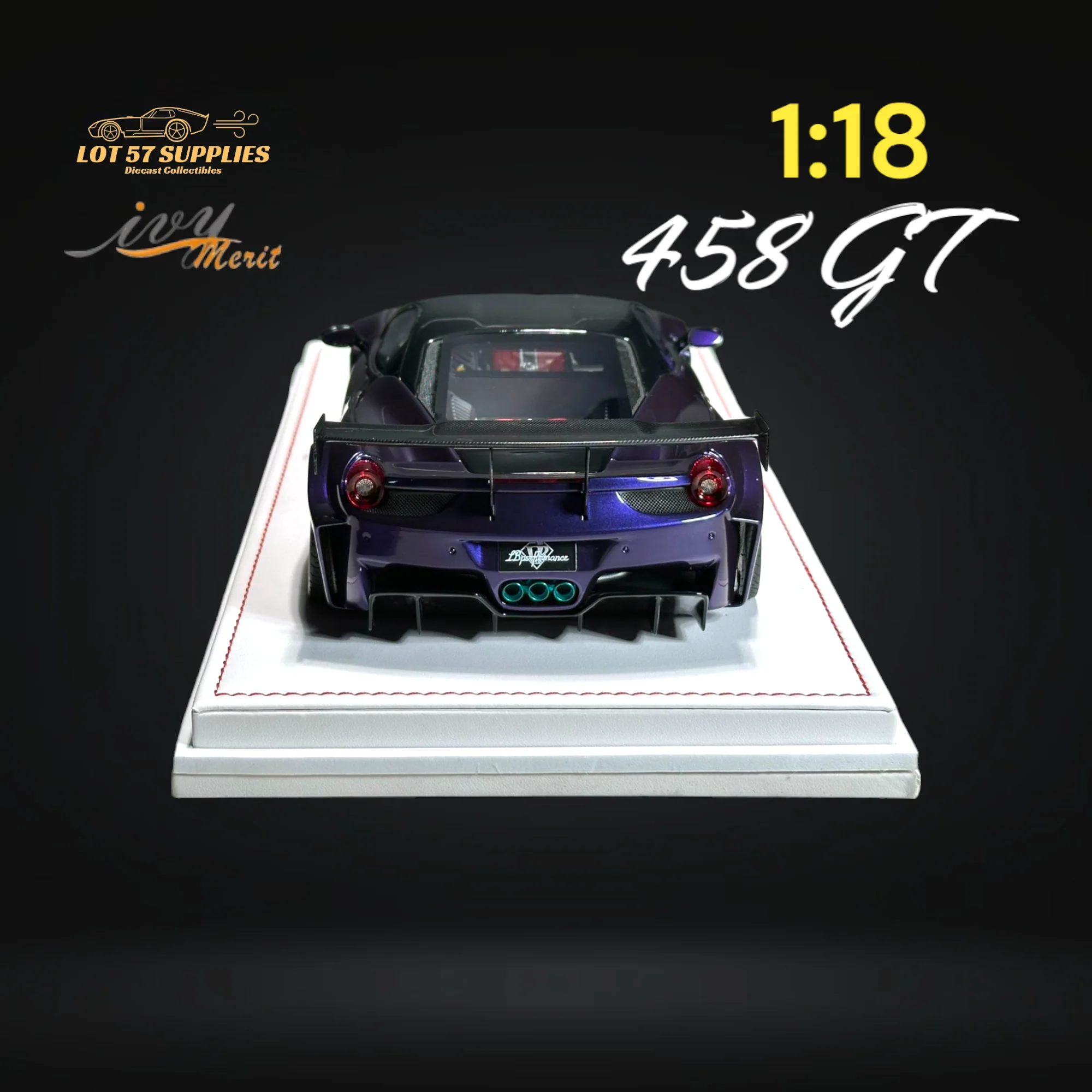 IVY MERIT Ferrari 458 GT Purple LBWK 1:18 Scale - Image 2