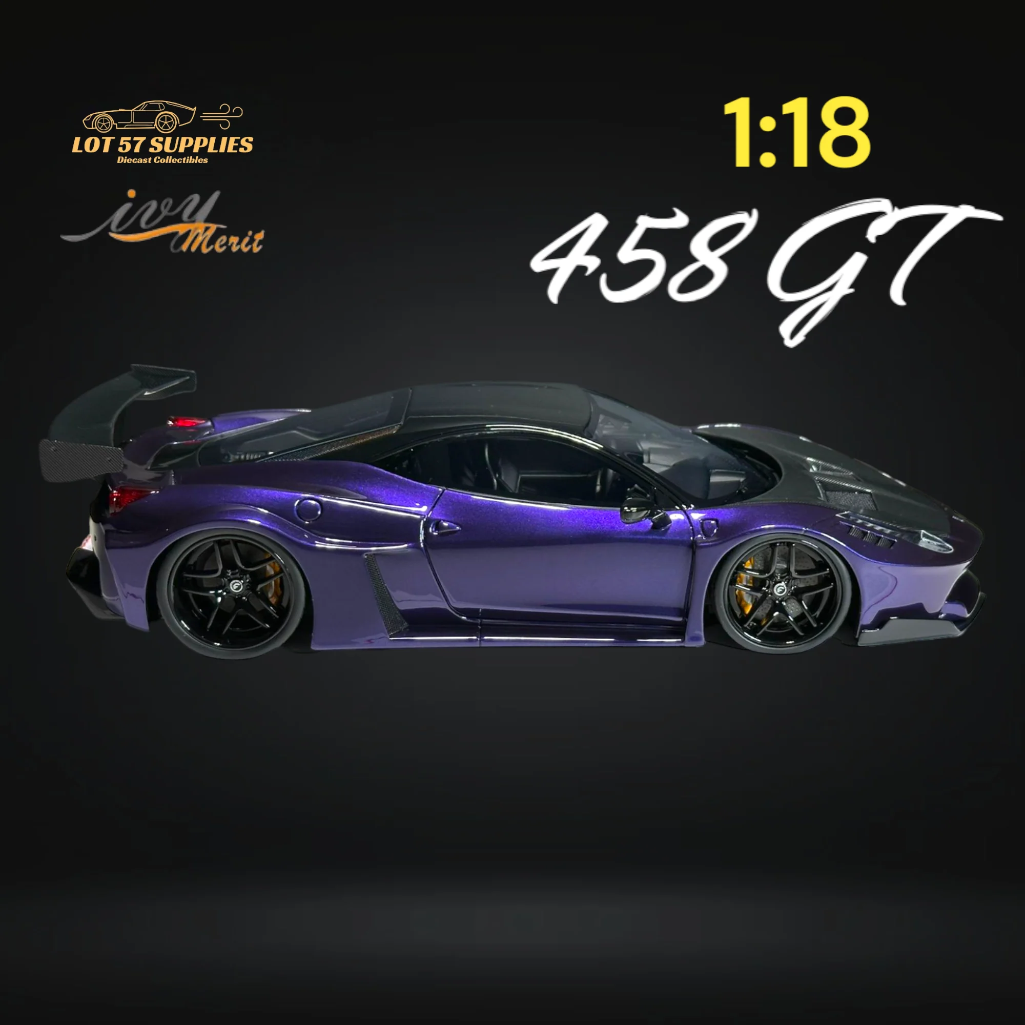 IVY MERIT Ferrari 458 GT Purple LBWK 1:18 Scale - Image 4