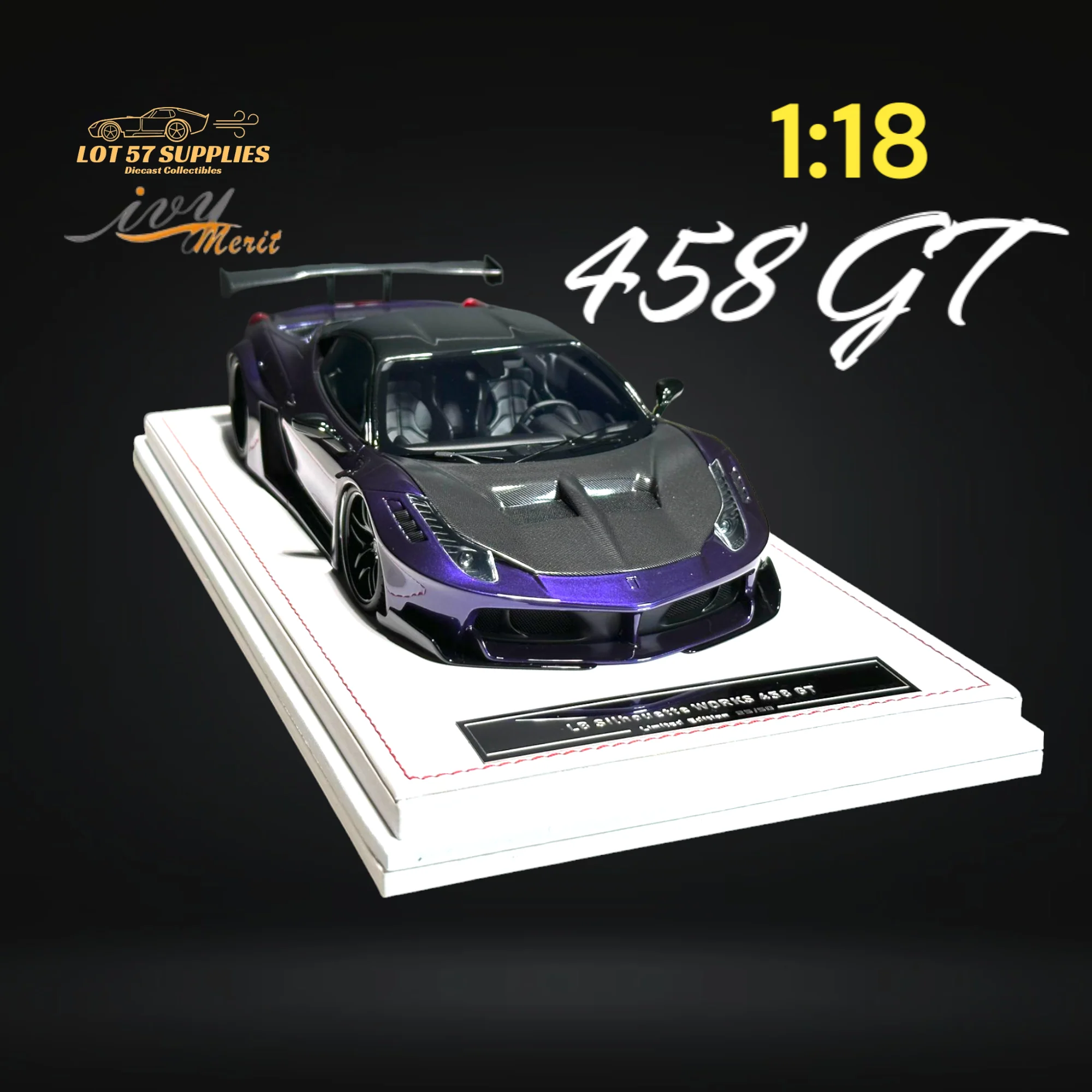 IVY MERIT Ferrari 458 GT Purple LBWK 1:18 Scale - Image 5