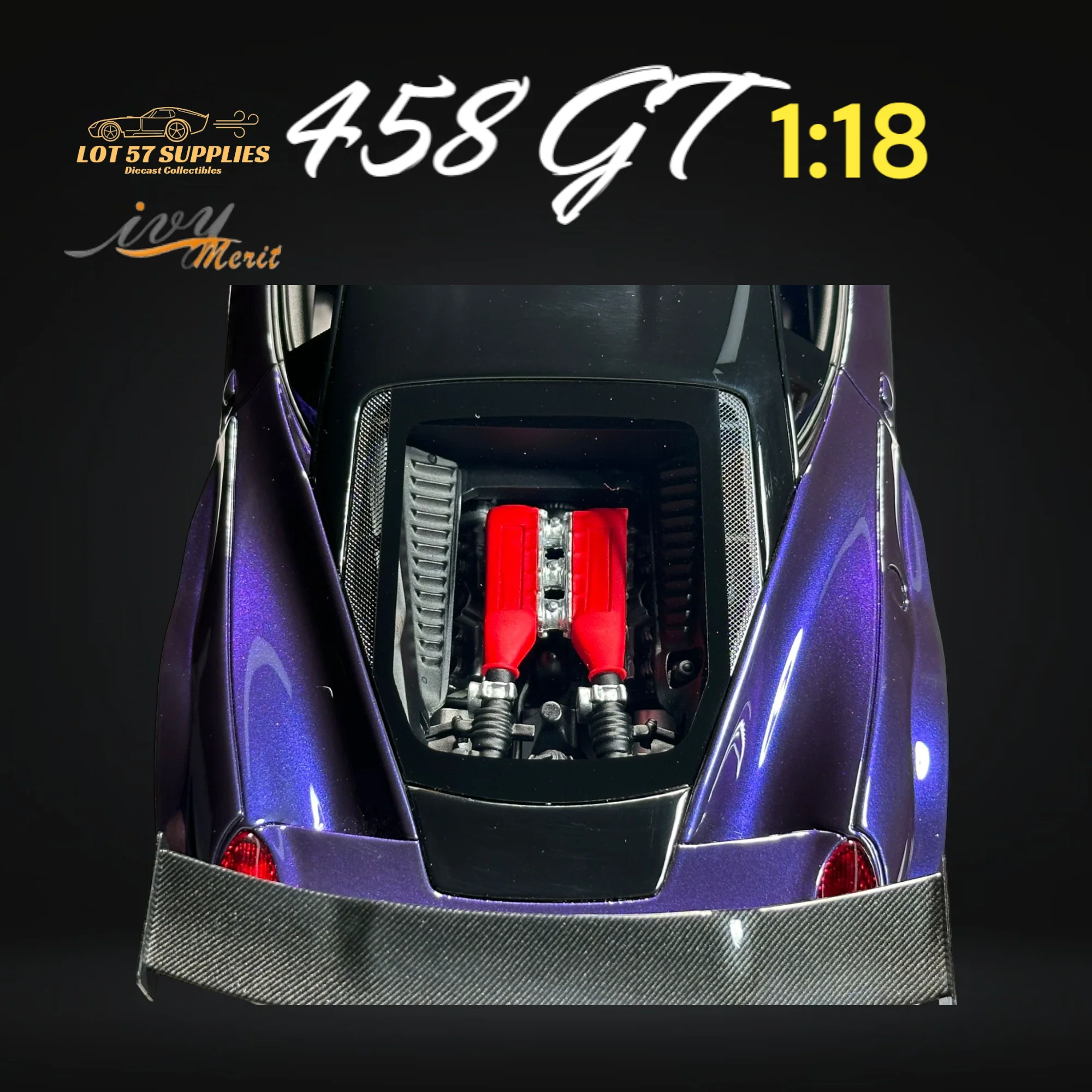 IVY MERIT Ferrari 458 GT Purple LBWK 1:18 Scale - Image 7