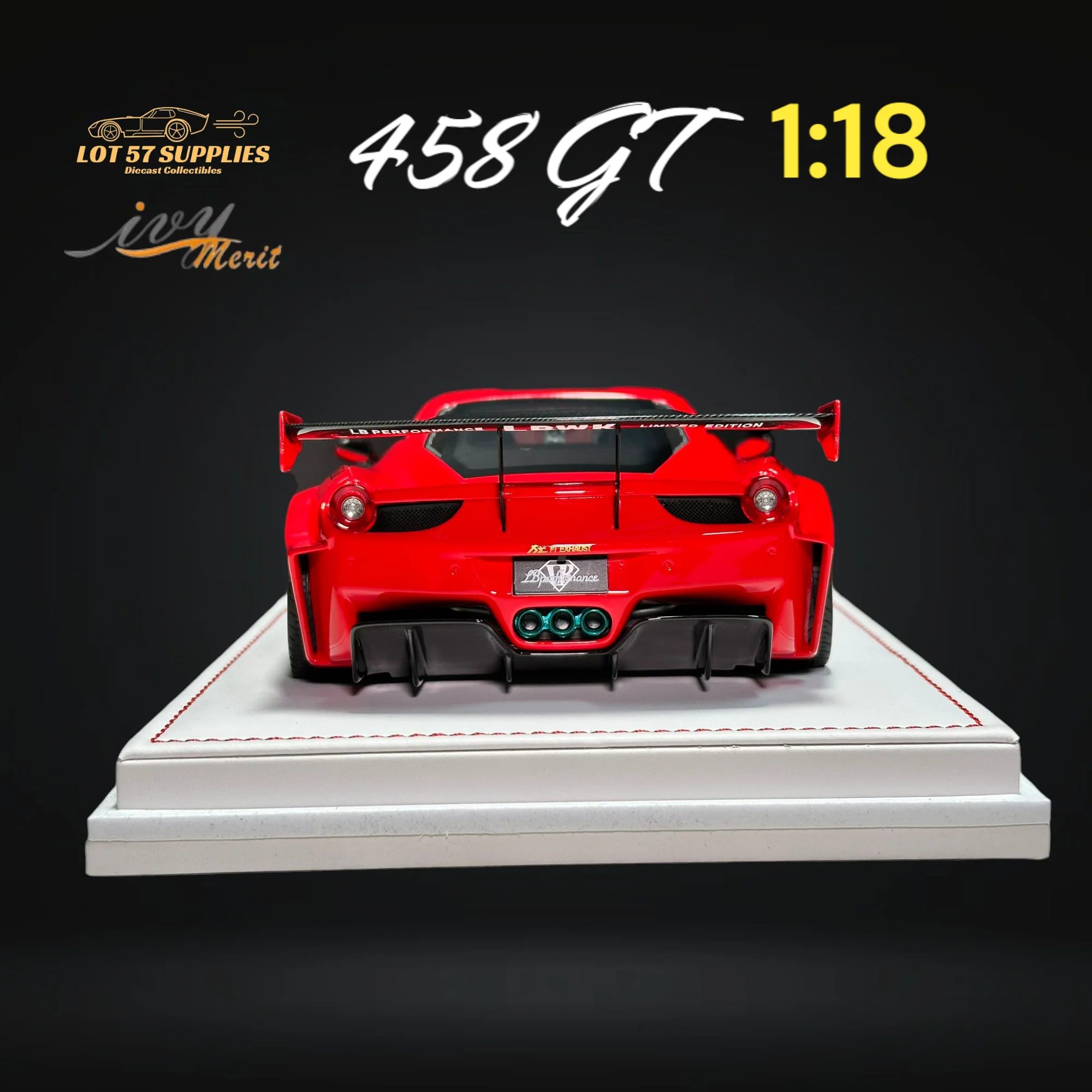 IVY MERIT Ferrari 458 GT Rosso Red LBWK 1:18 - Image 3