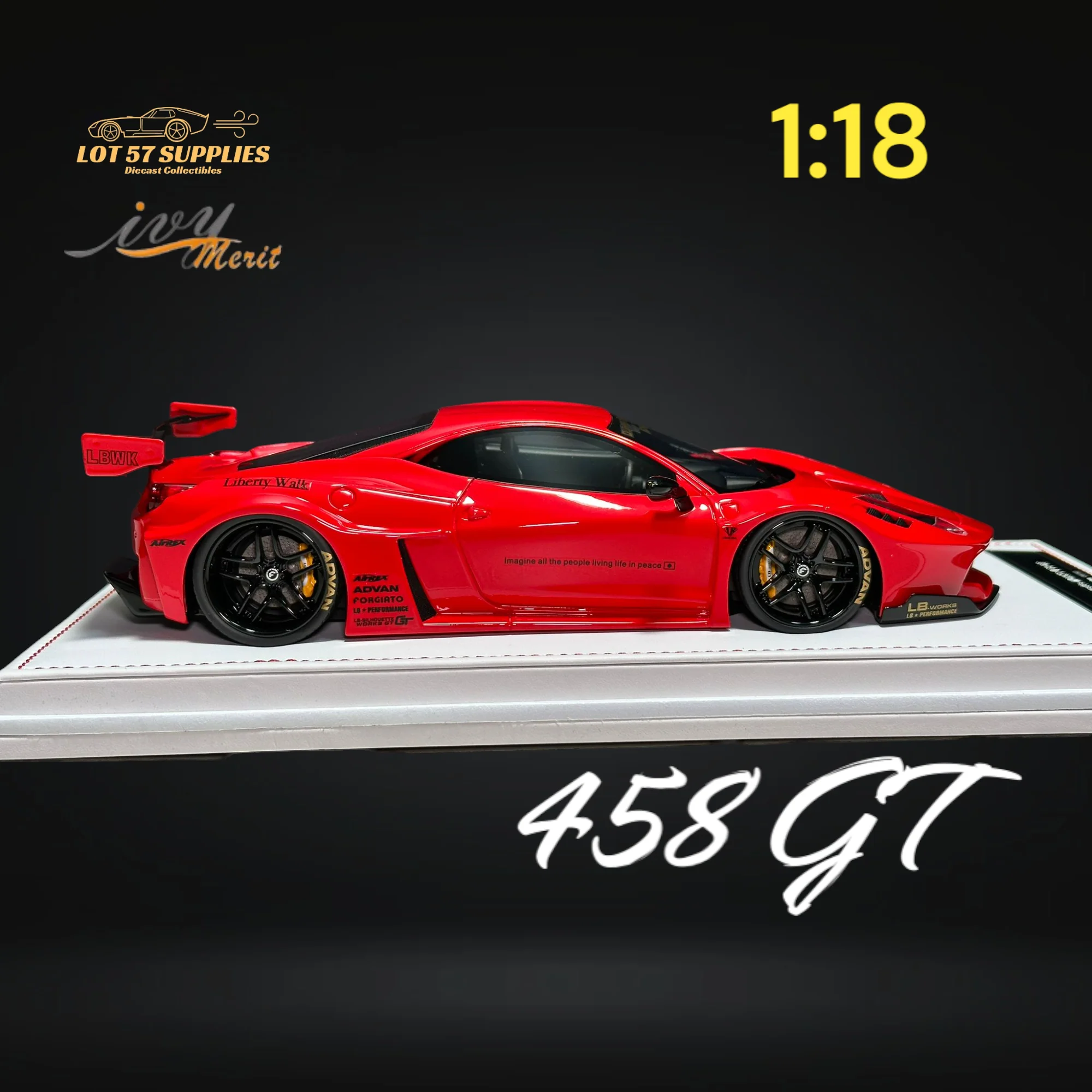 IVY MERIT Ferrari 458 GT Rosso Red LBWK 1:18 - Image 4