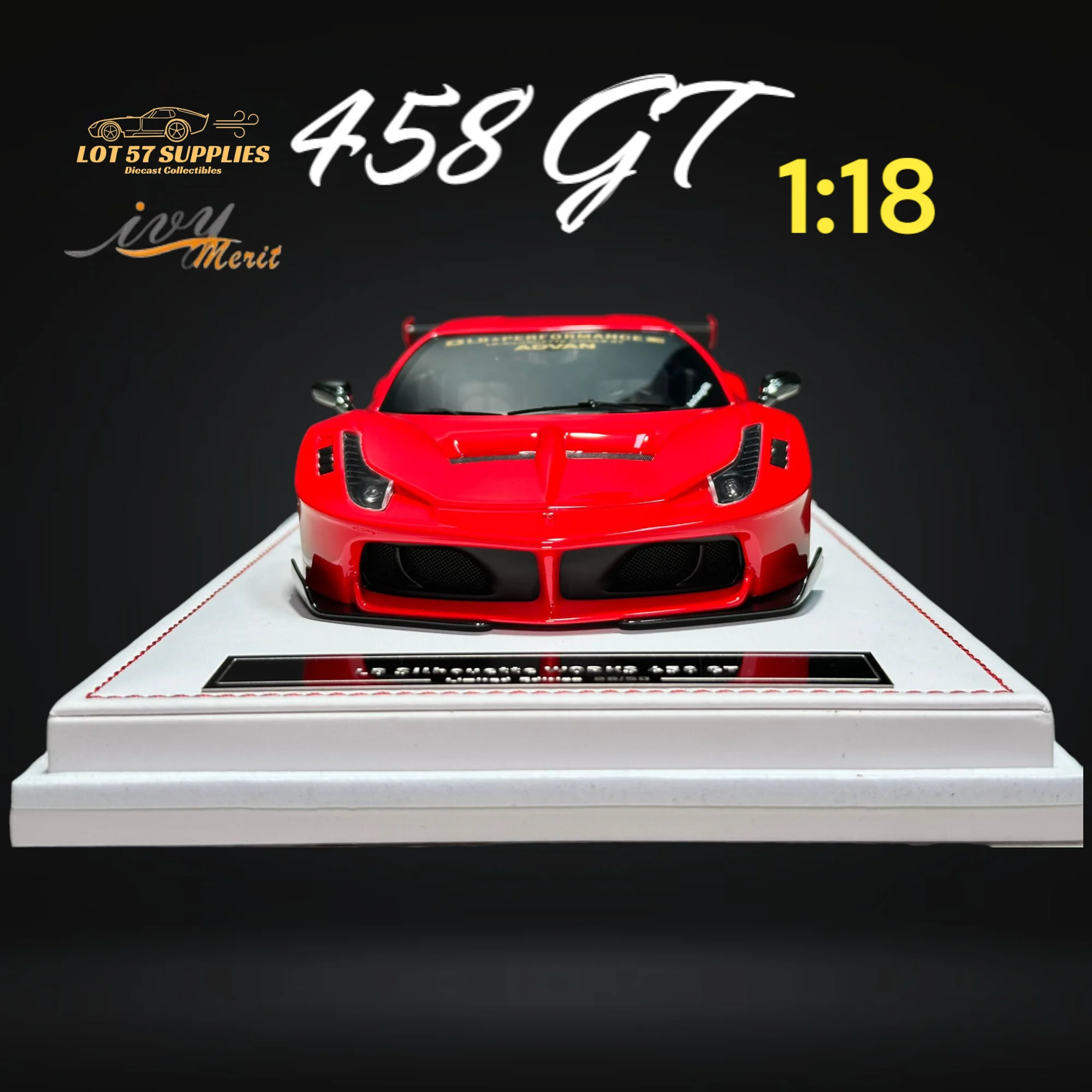 IVY MERIT Ferrari 458 GT Rosso Red LBWK 1:18 - Image 5