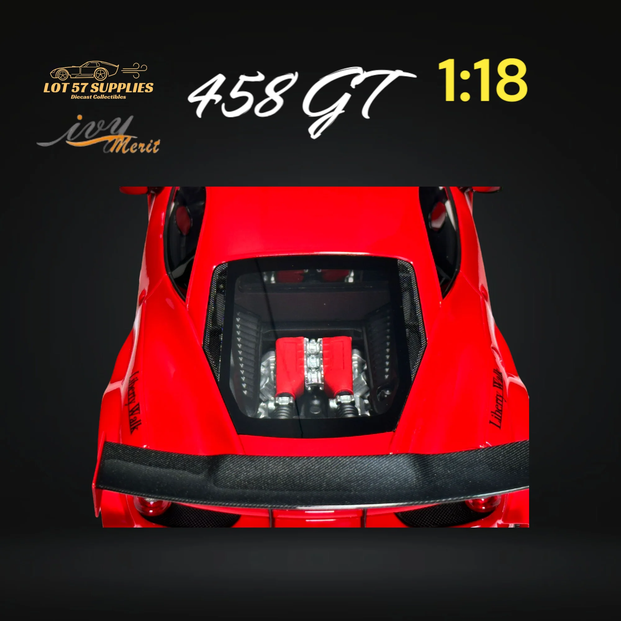 IVY MERIT Ferrari 458 GT Rosso Red LBWK 1:18 - Image 6