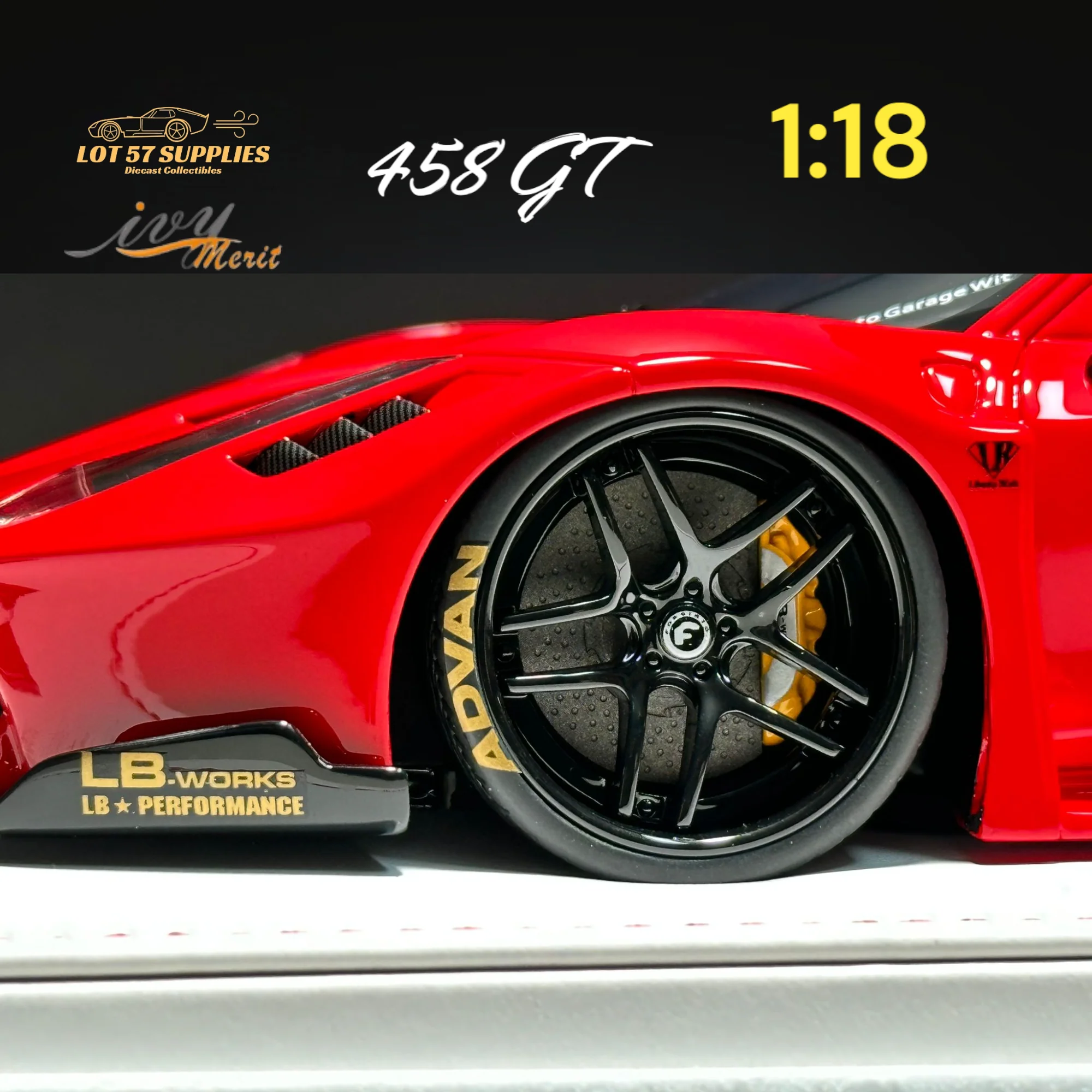 IVY MERIT Ferrari 458 GT Rosso Red LBWK 1:18 - Image 7