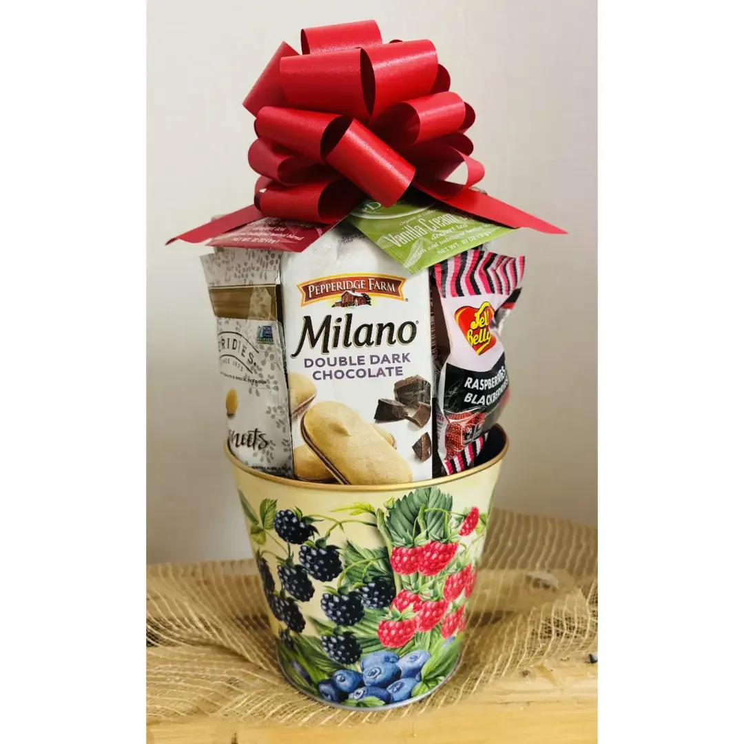 Jenny's Small Berry Gift Tin Basket - Gourmet Snacks in Reusable Berry Tin - Image 2