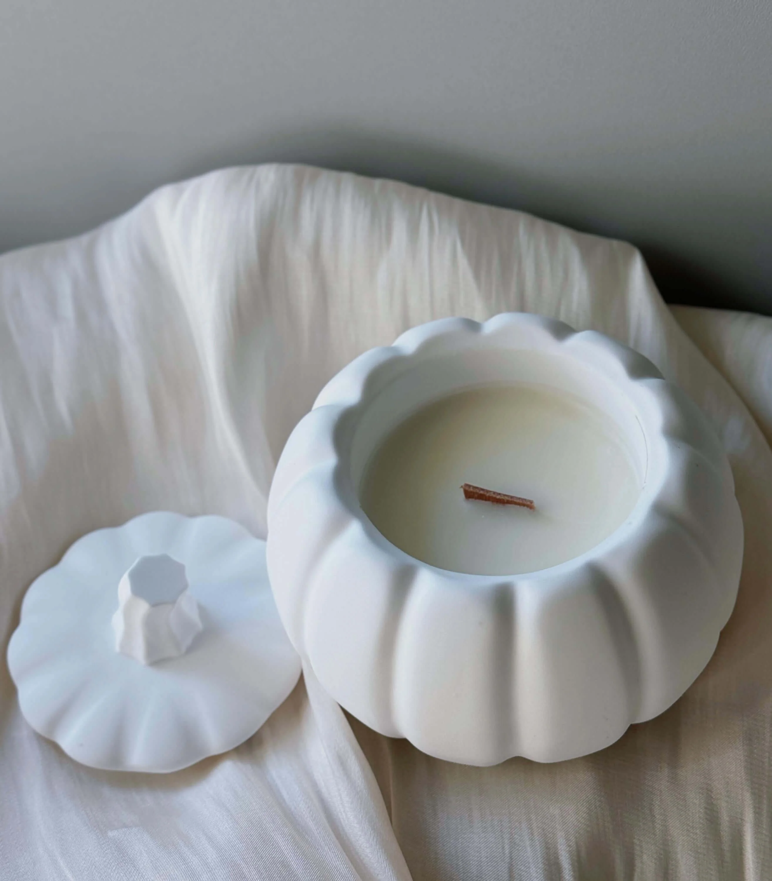 Jesmonite Pumpkin Candle | Sculptural Fall Décor - Image 2