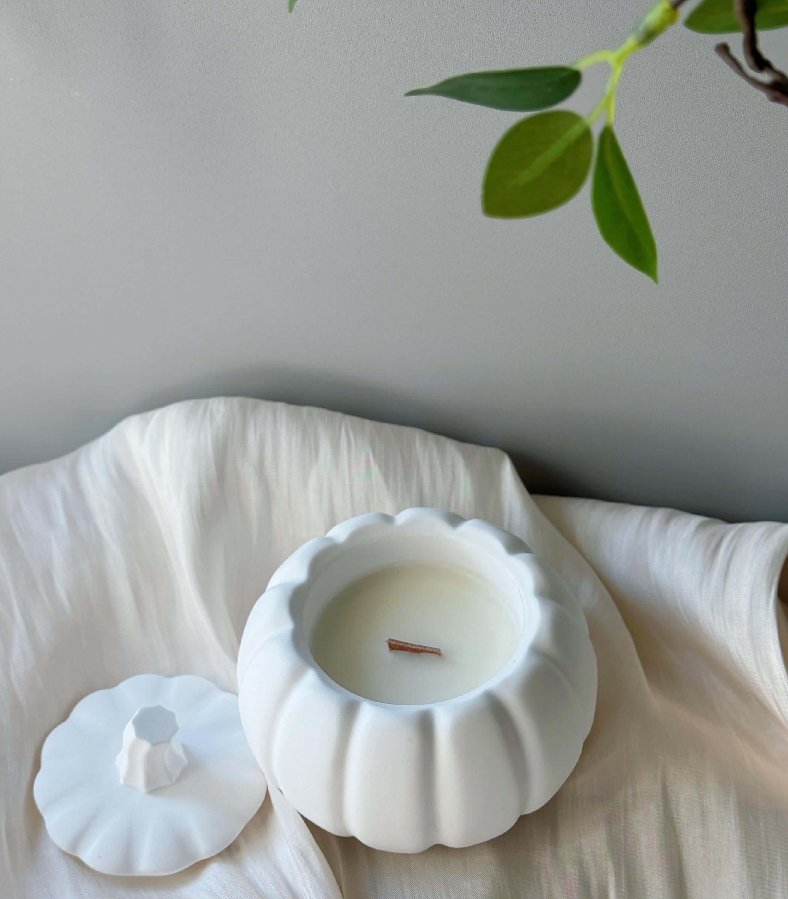 Jesmonite Pumpkin Candle | Sculptural Fall Décor - Image 3