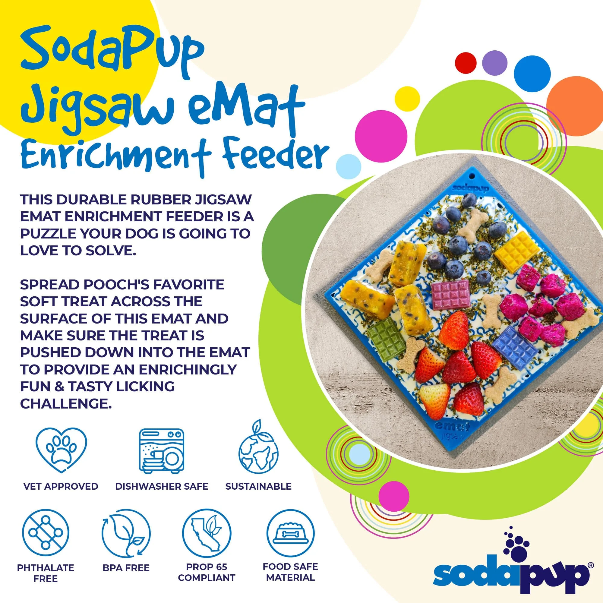 Jigsaw Puzzle eMat - Enrichment Lick Mat for Dogs and Cats | eMat Enrichment Toy for Anxiety Relief | USA Made - Image 4