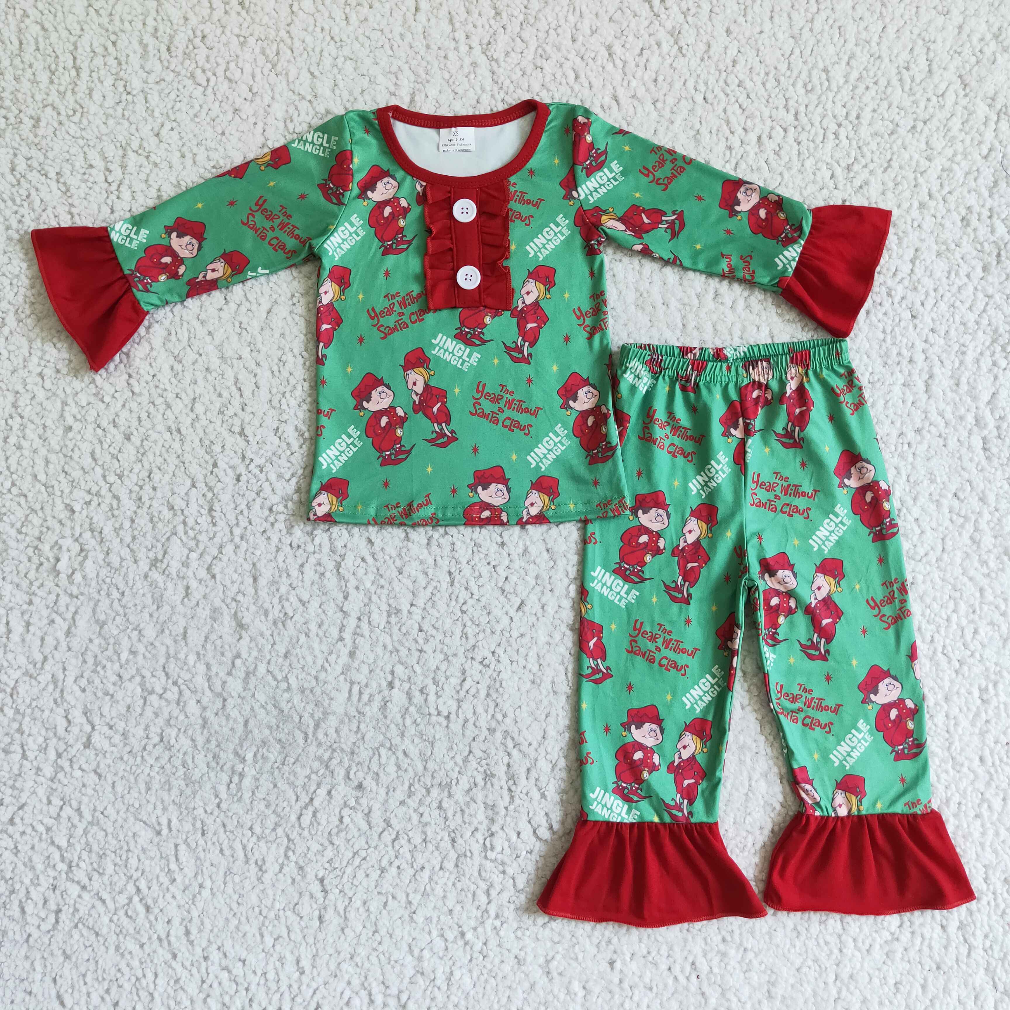 Jingle santa claus baby girls Christmas pajamas - Image 2