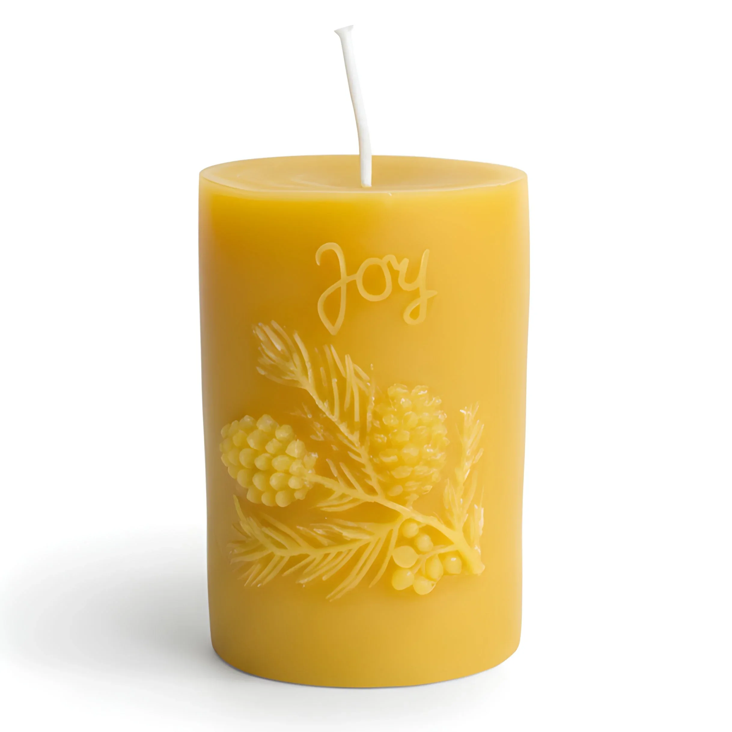 Joy Pinecone Beeswax Pillar Candle - Image 4